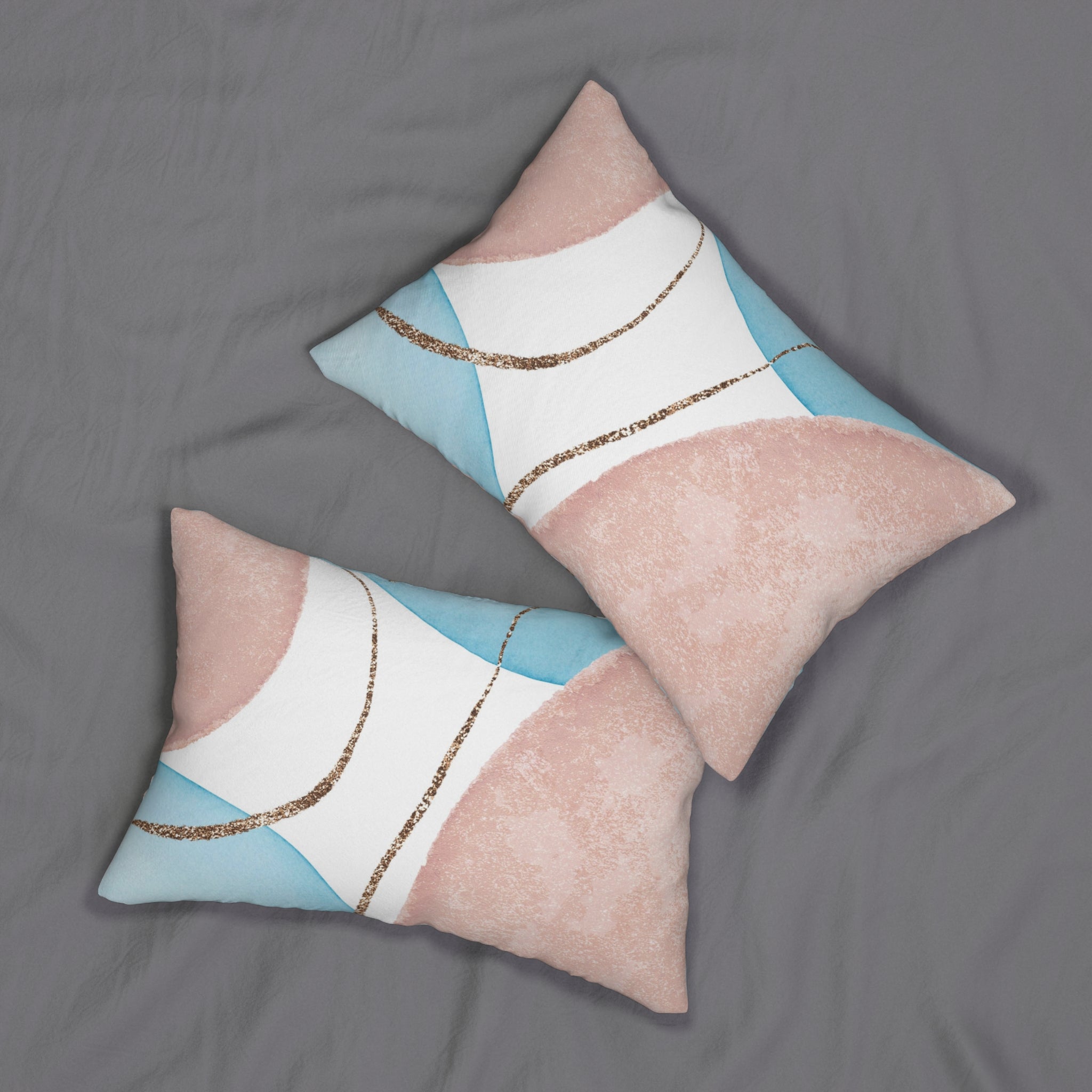 Abstract Lumbar Pillow | Blush Pink, White Blue