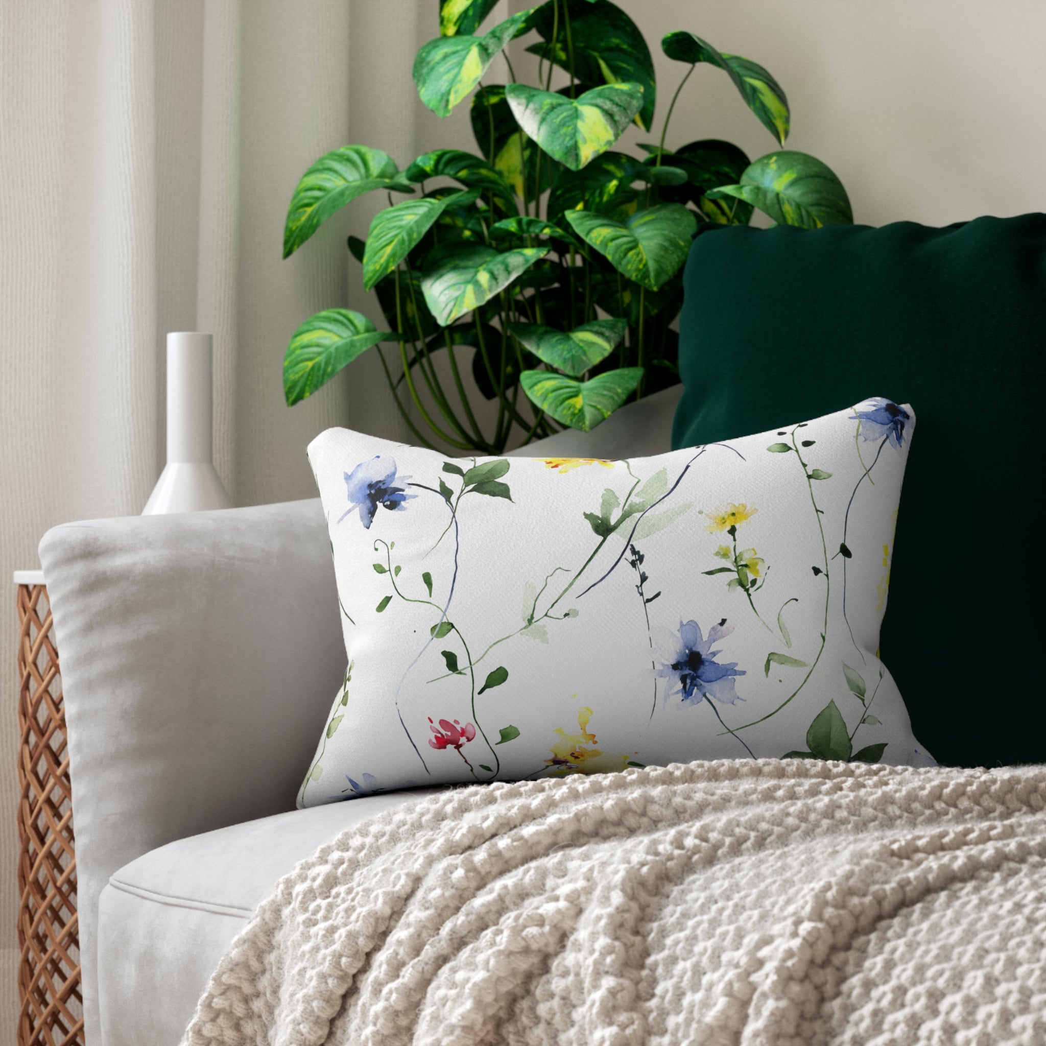 Floral Lumbar Pillow | Colorful Wildflowers