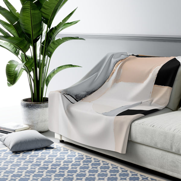 Comfy Accent Blanket | Abstract Beige Grey Black White