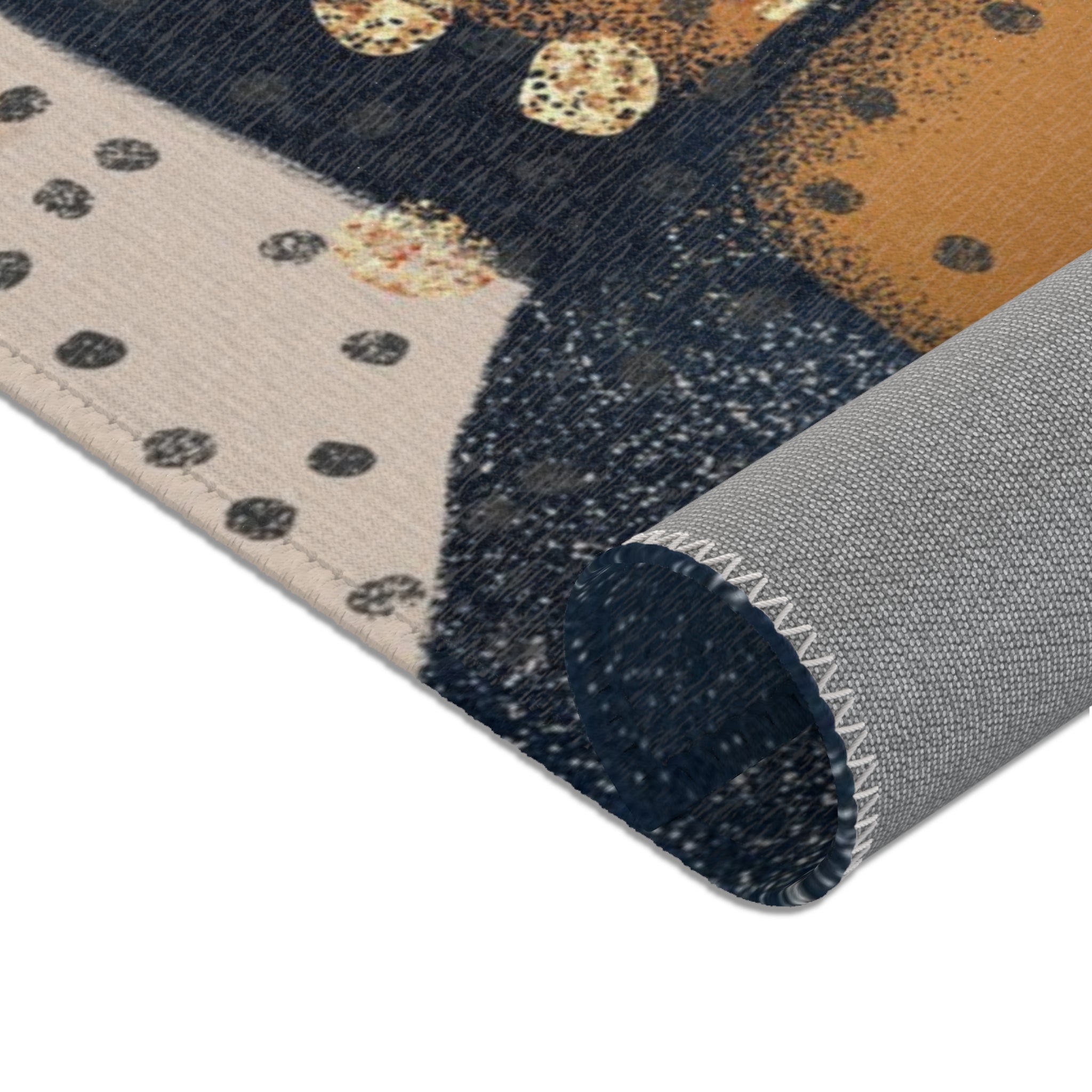 Abstract Area Rug | Watercolor Burnt Orange Blush Navy Blue