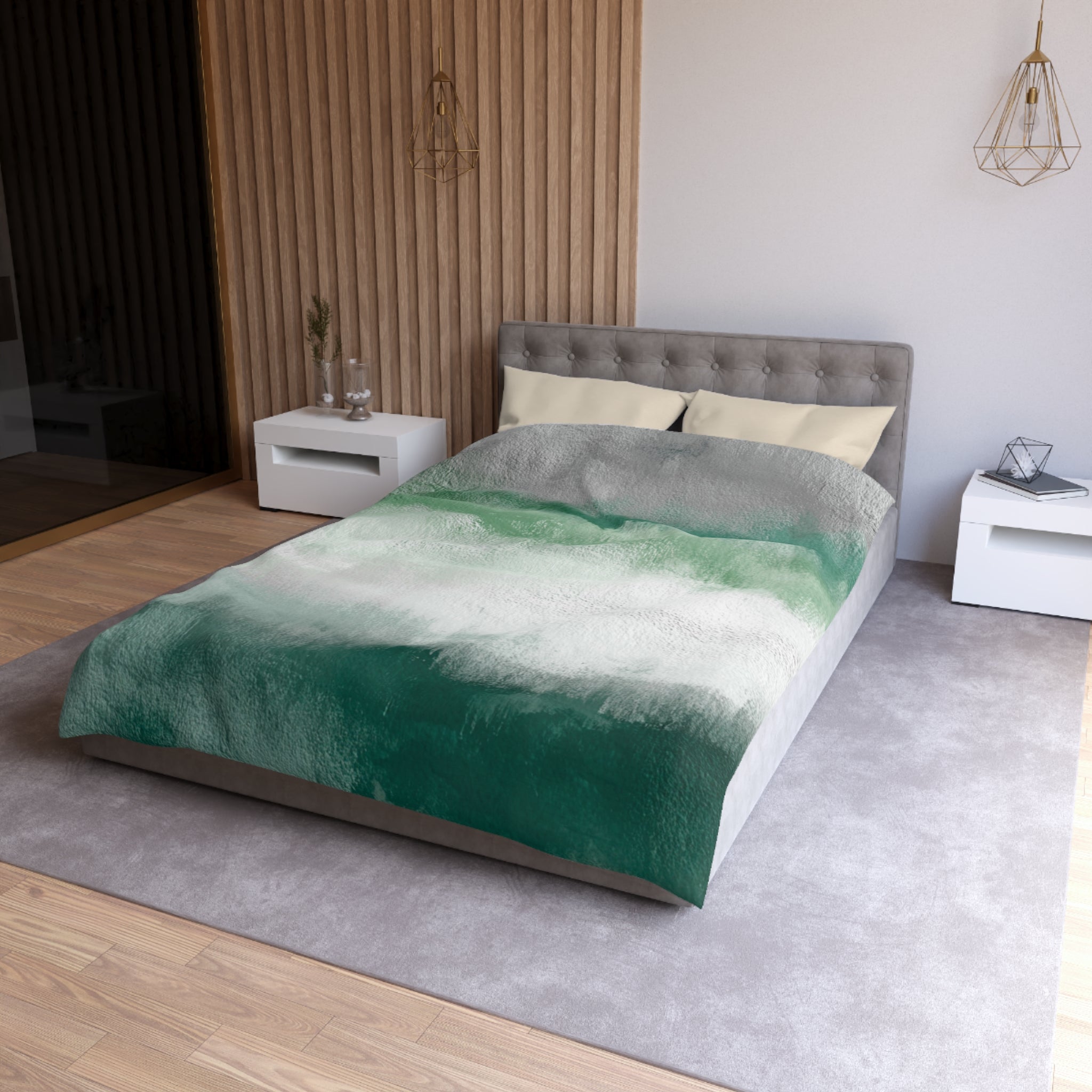 Ombre Duvet, Pillow Cover | White Green Bedroom Decor