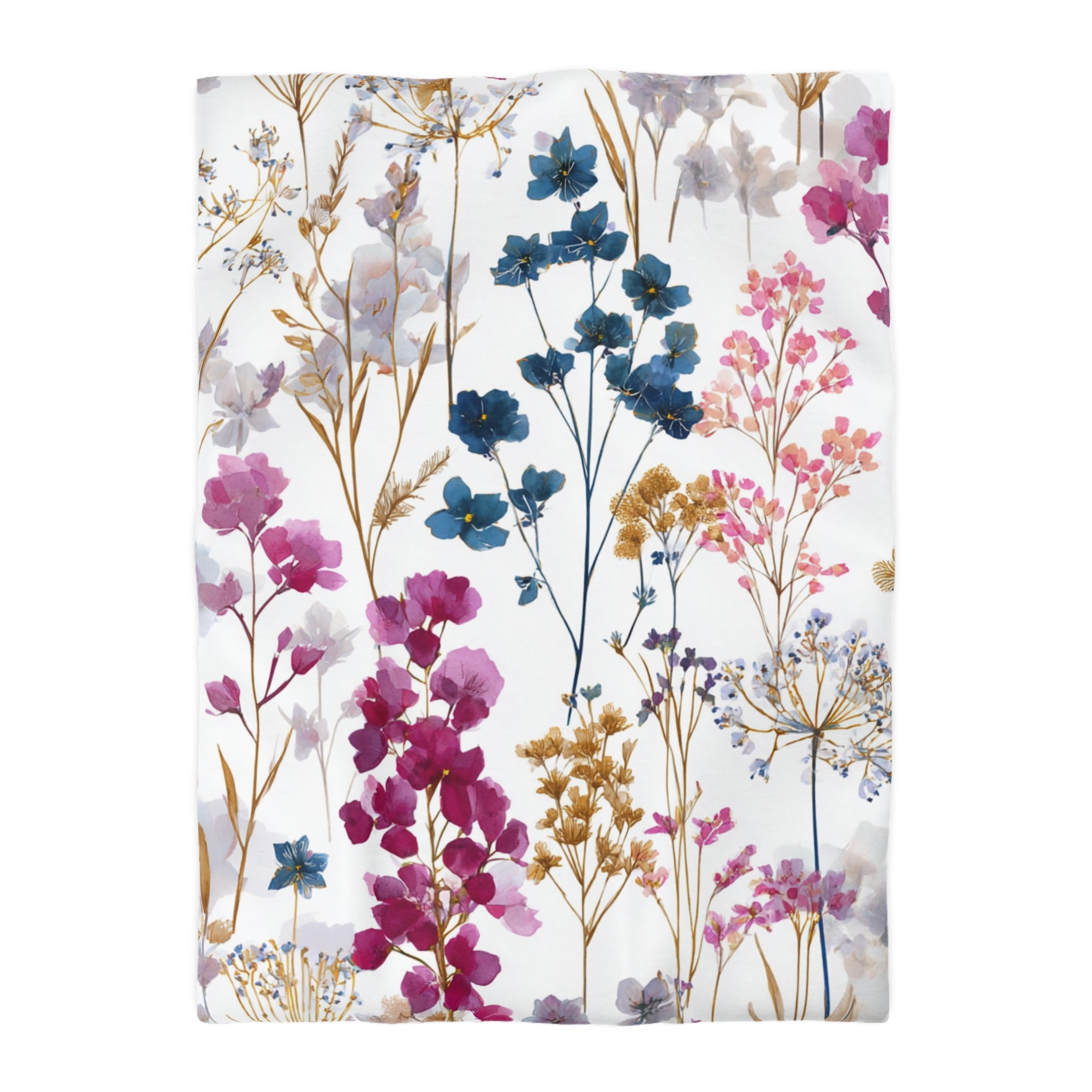 Floral Modern Duvet, Pillow Cover | White Pink Blue Bedroom Decor