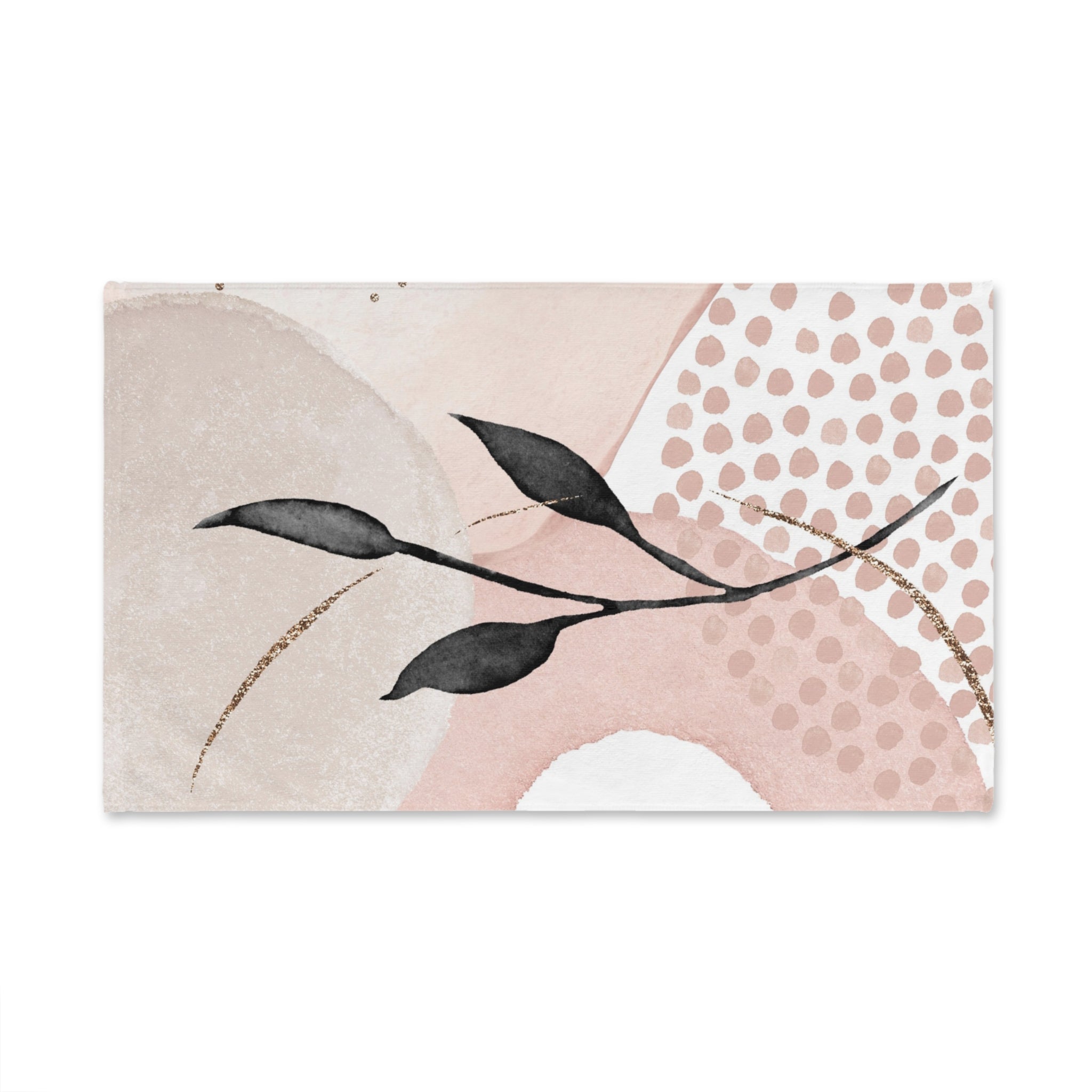 Boho Kitchen, Bath Hand Towel | Blush Pink, Grey Black Leaf