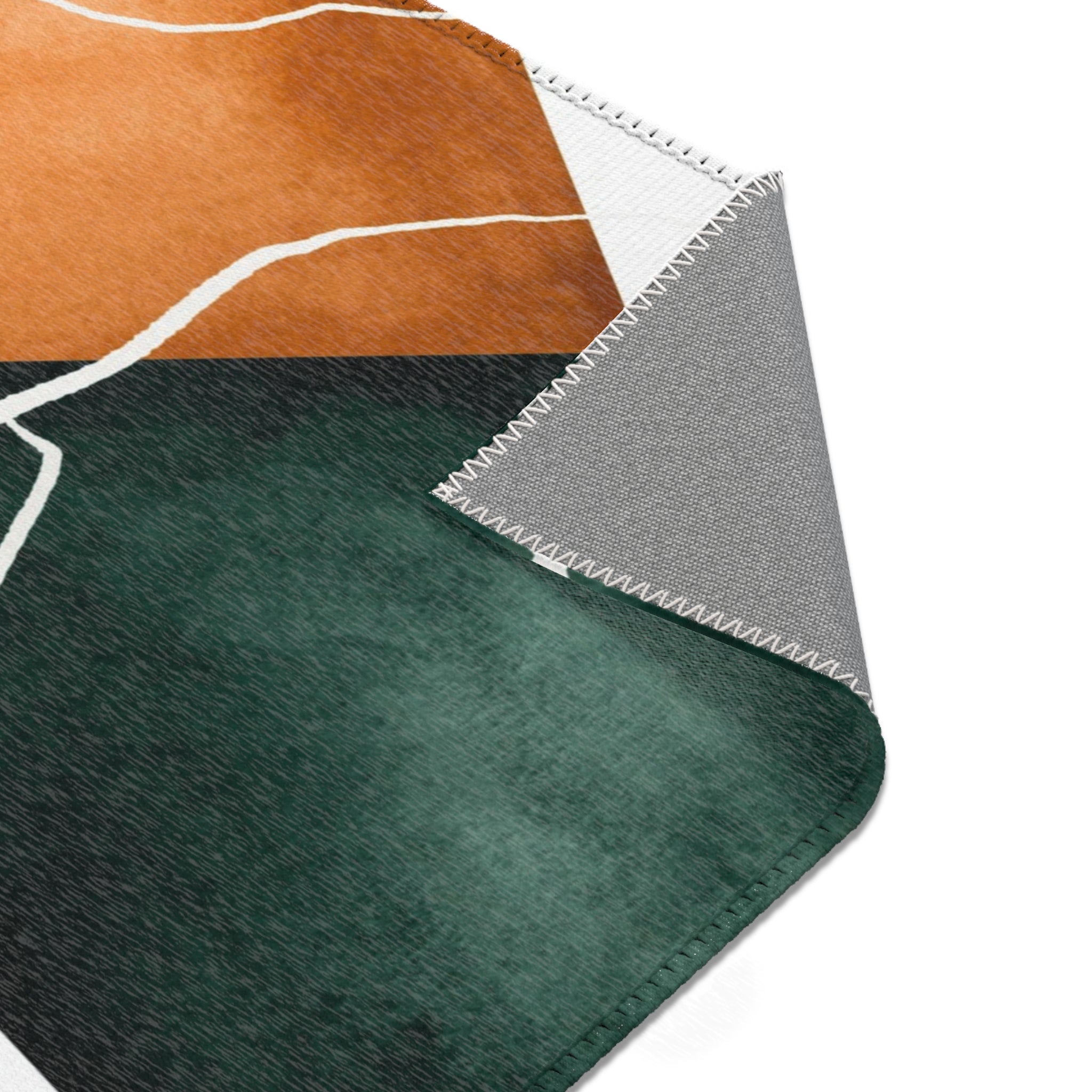Abstract Area Rug | Watercolor Burnt Orange Sage Green White