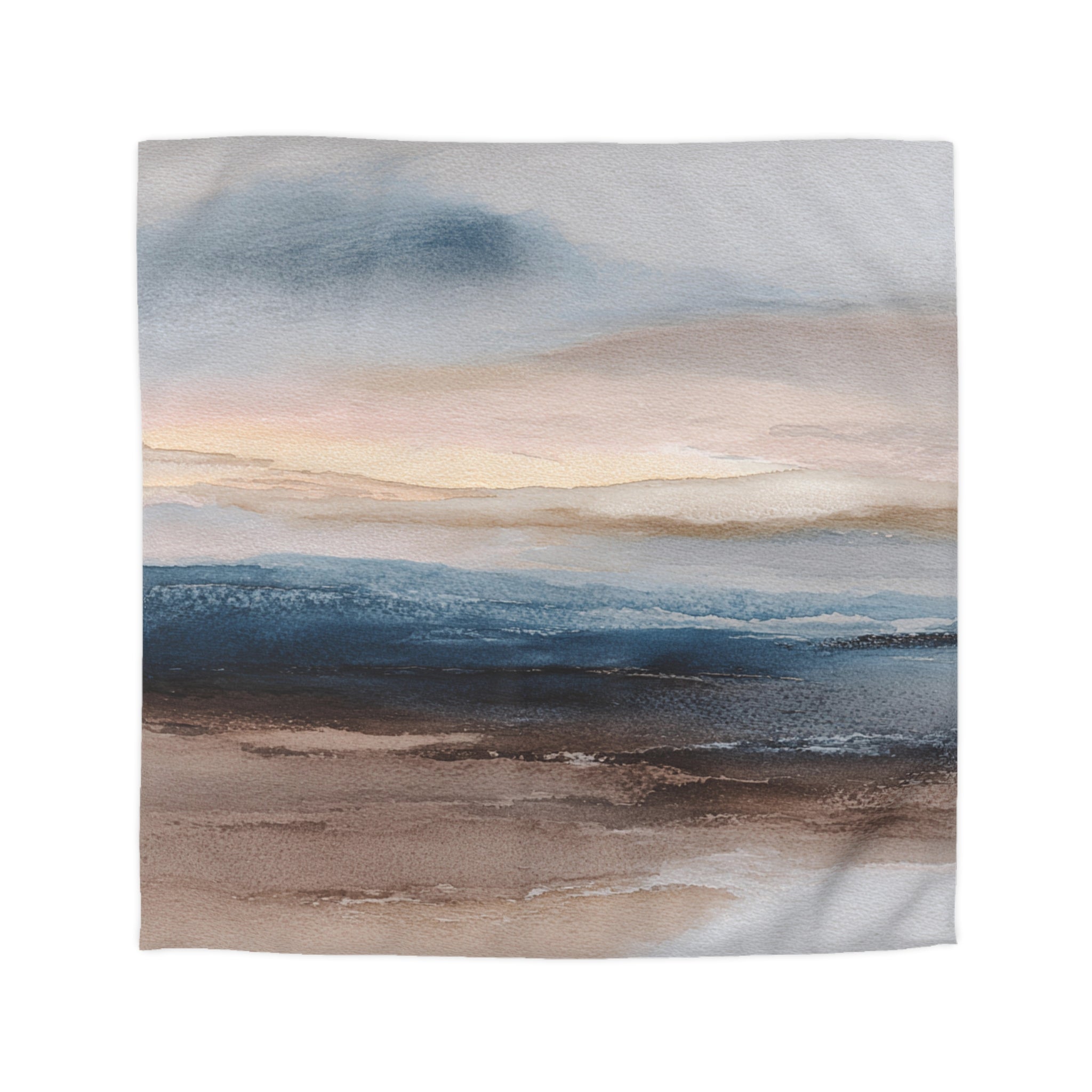 Modern Abstract Duvet, Pillow Cover | Blue Beige Bedroom Decor