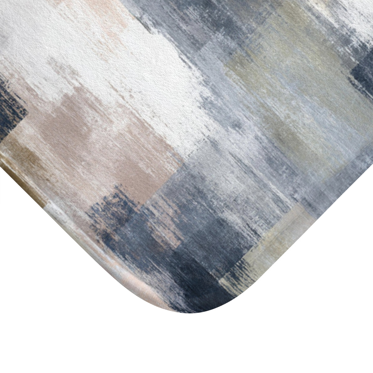 Navy Slate Blush Abstract Bath Mat, Modern Bathroom Rug