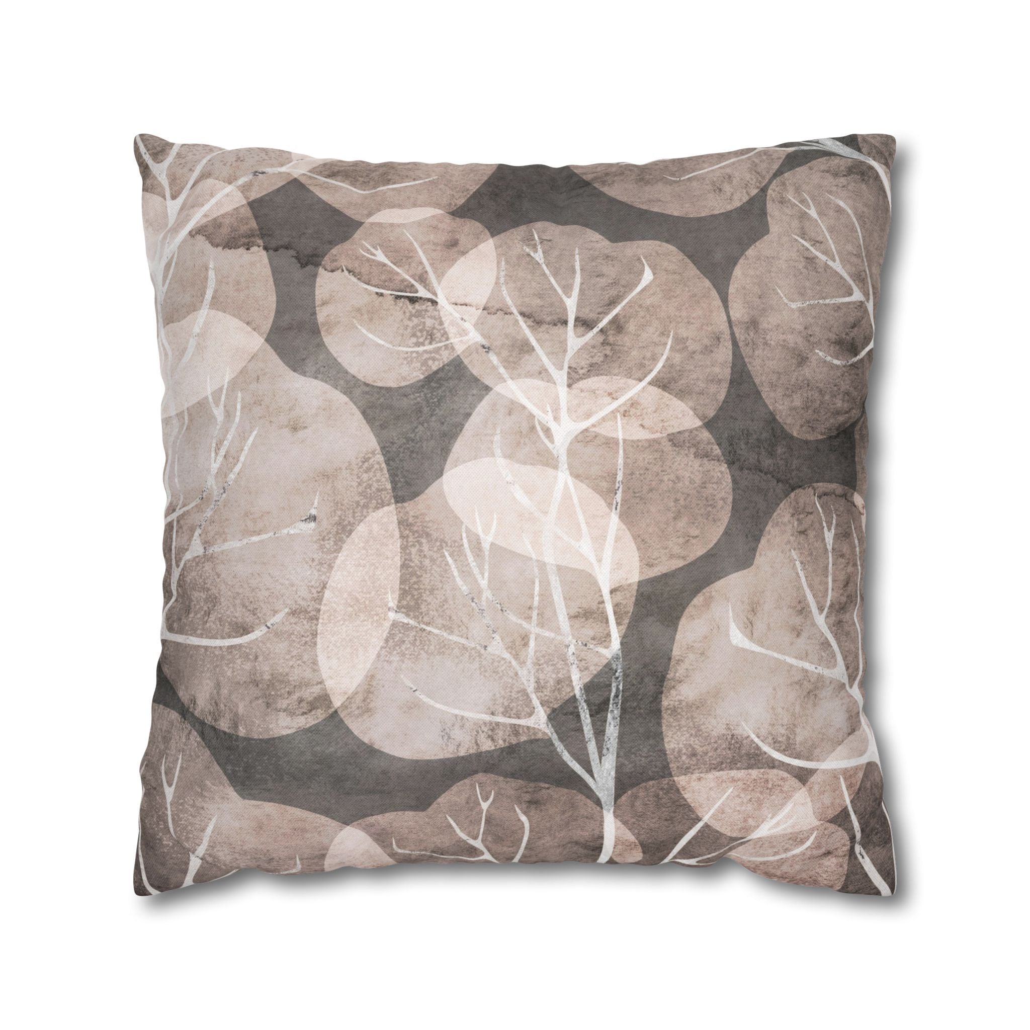 Floral Pillow Cover | Beige Brown Gingko Leaves