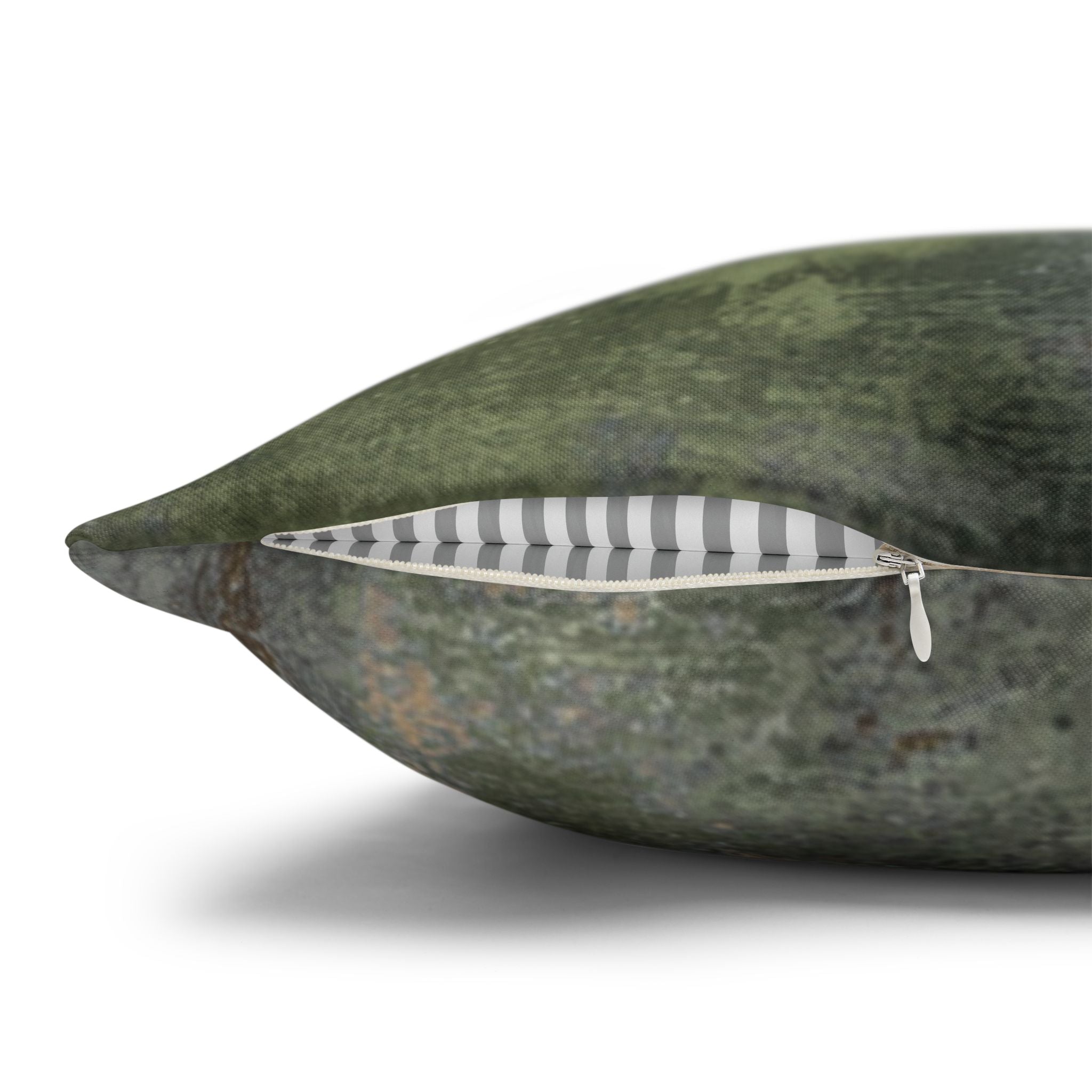 Abstract Throw Pillow Cover | Dark Forest Green, beige