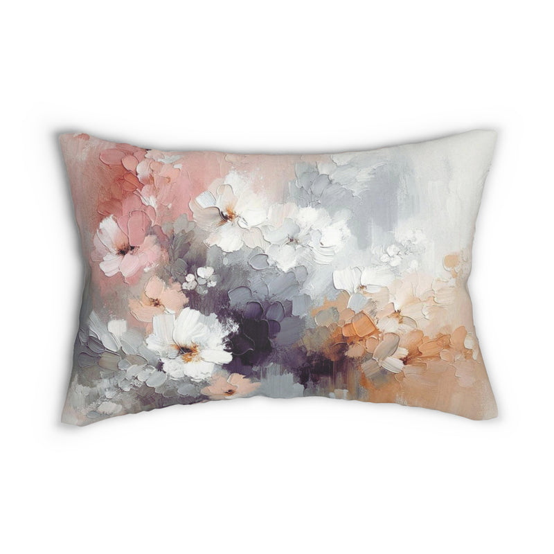 Wild Flowers Lumbar Pillow | White Pink, Blue
