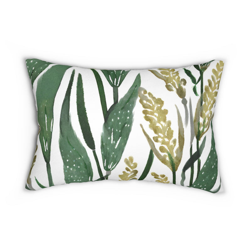 Boho Floral Lumbar Pillow | Sage Green, Beige White