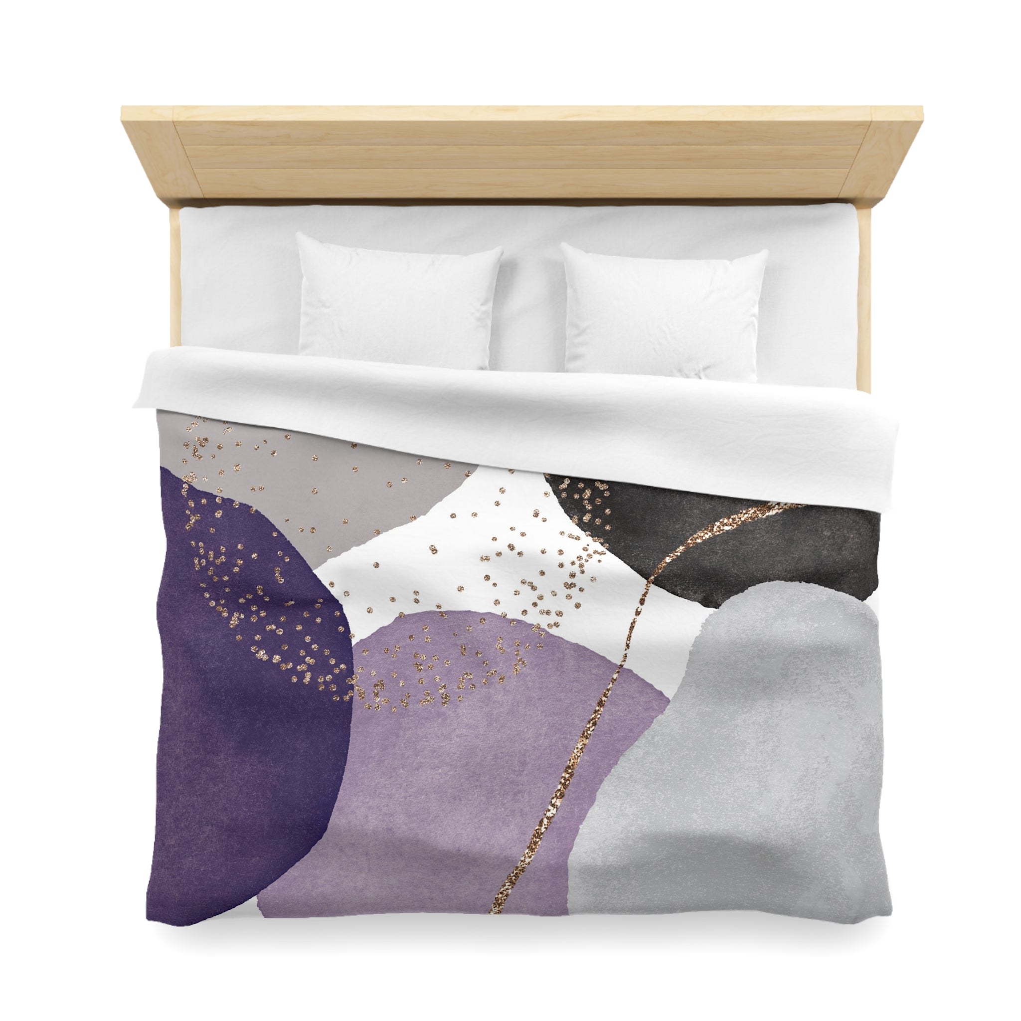 Boho Duvet Cover | Modern Black Lavender Purple, Grey Bathroom