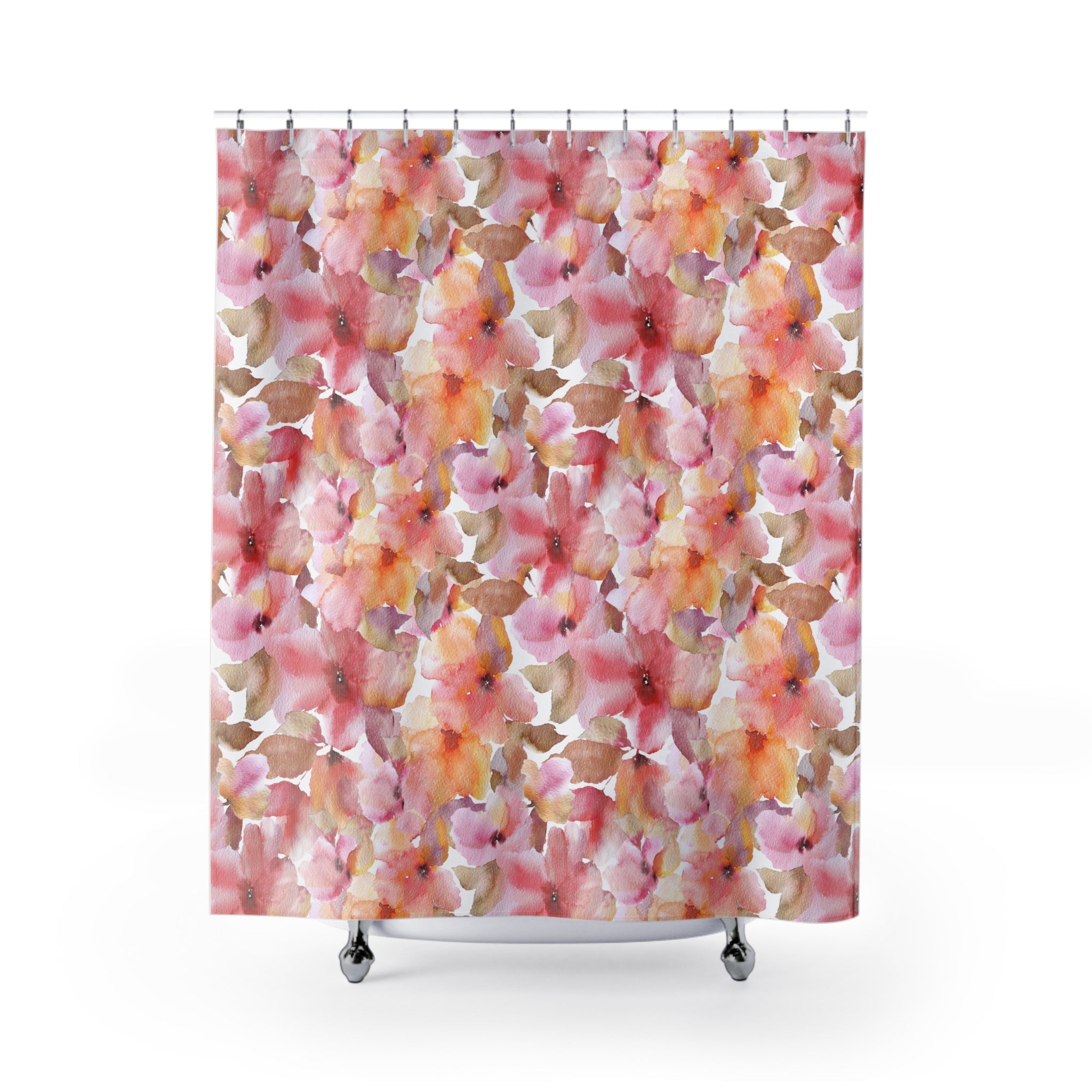 Floral Shower Curtain | Pink Watercolor Bathroom Decor