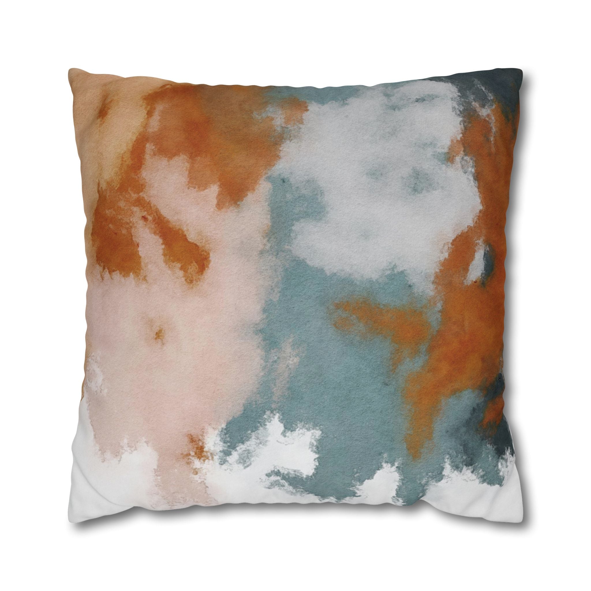 Square Poly Canvas Pillowcase | Muted Rust Blue blush