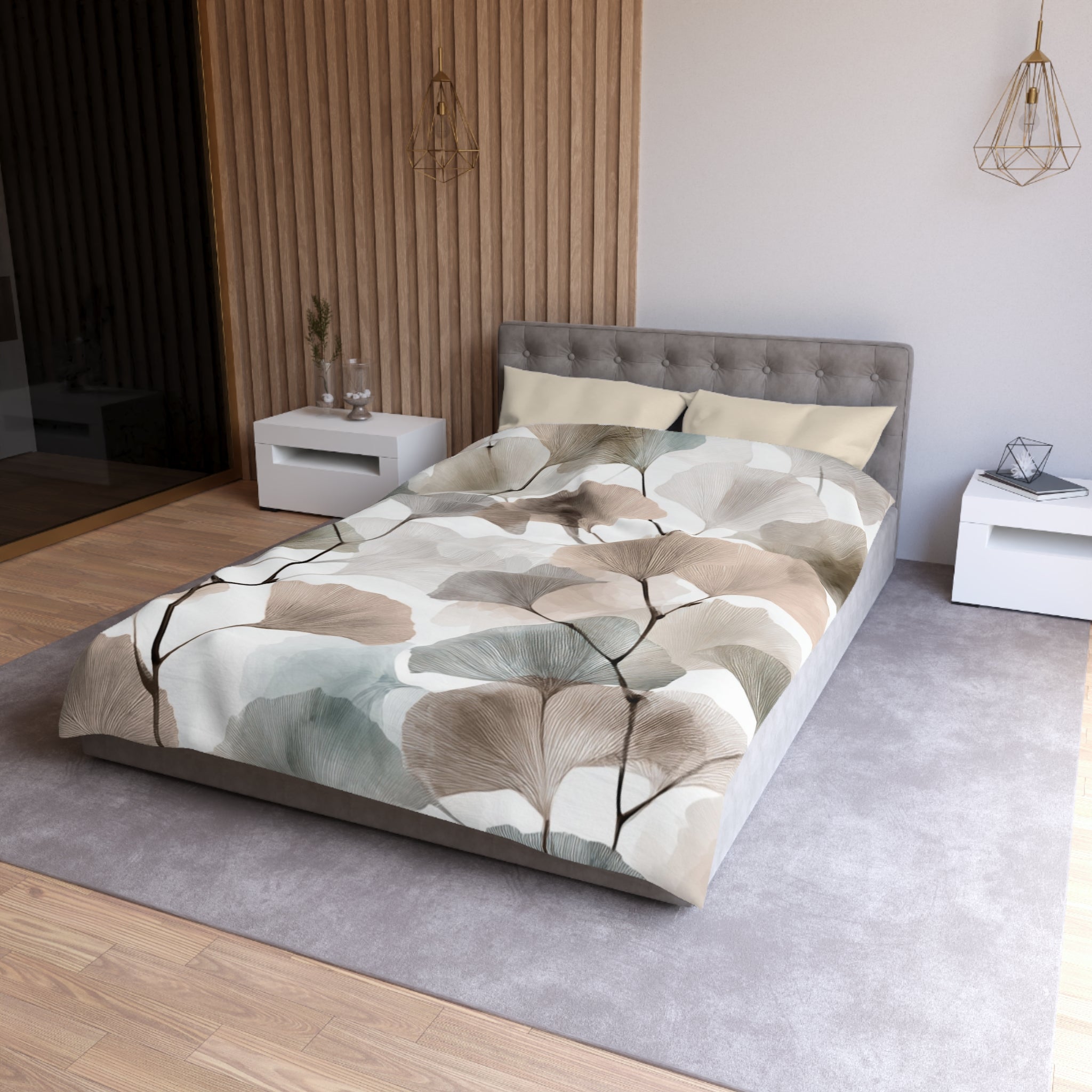 Floral Duvet, Pillow Cover | White Beige Bedroom Decor