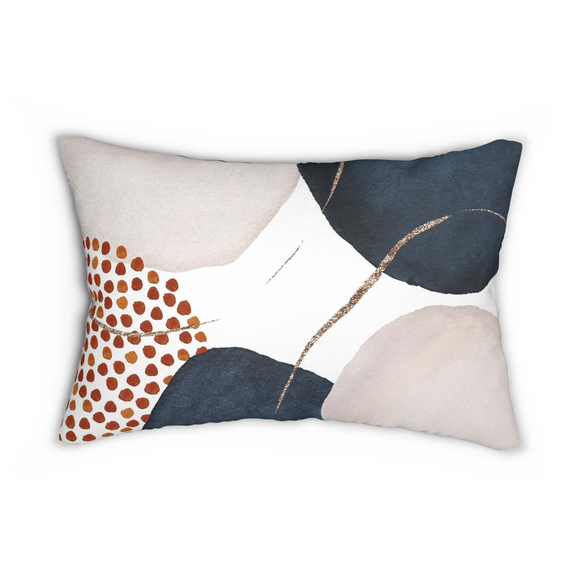 Abstract Lumbar Pillow | Navy Blue, Cream Rust