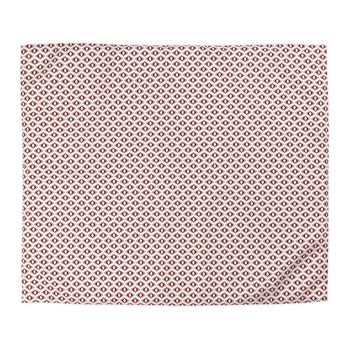 a square piece of fabric with a repeating pattern of red and white diamond shapes.