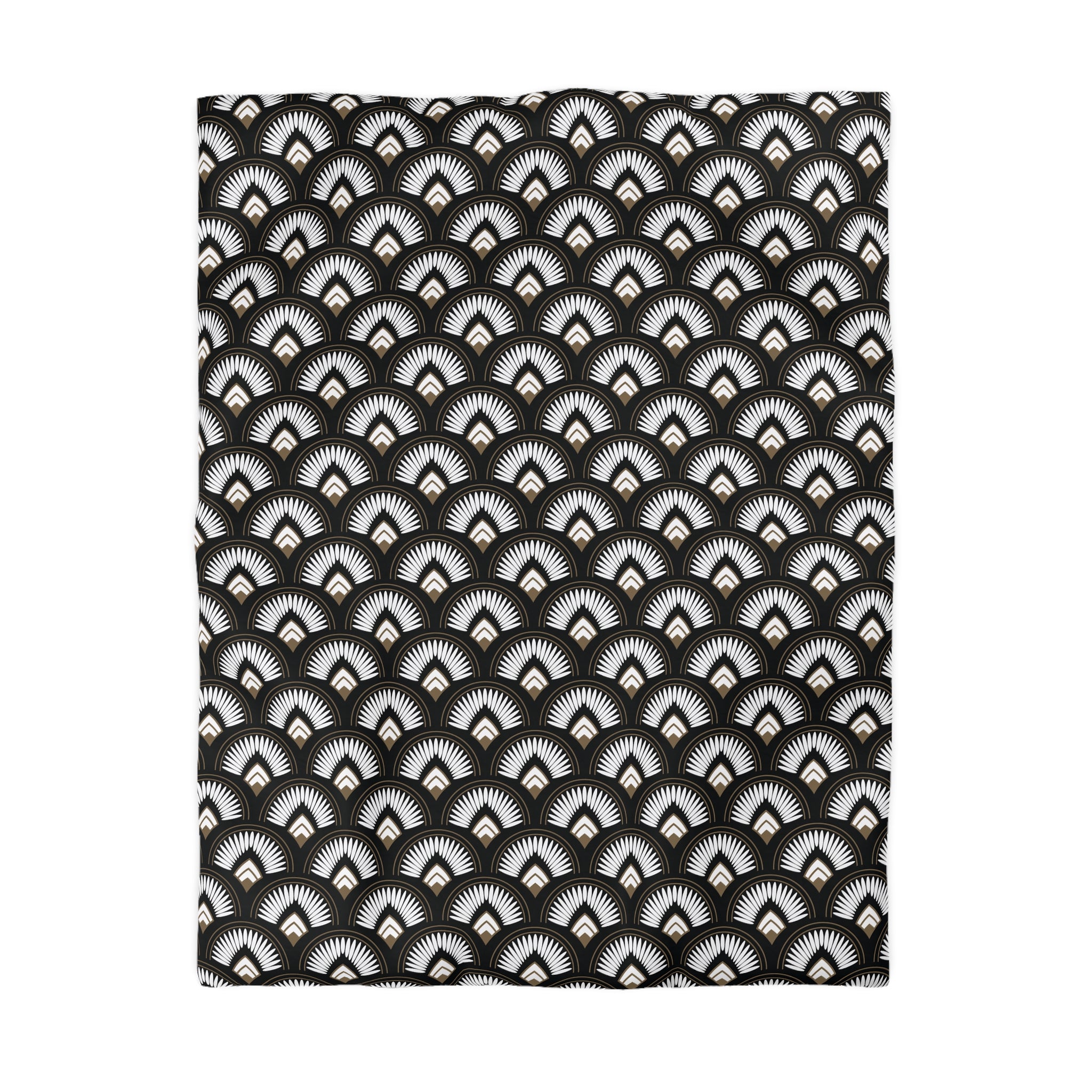 a repeating pattern of black and white feathers or leaves, creating a visually striking and intricate design.