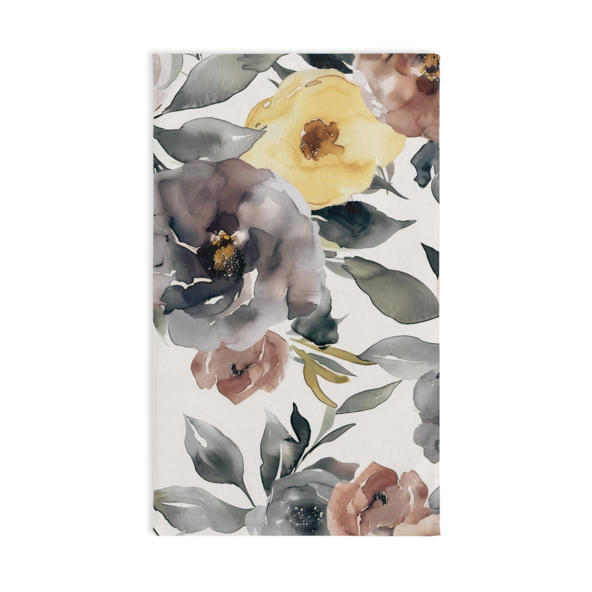 Kitchen, Bath Hand Towel | Floral Grey, Peach Yellow Roses Towel