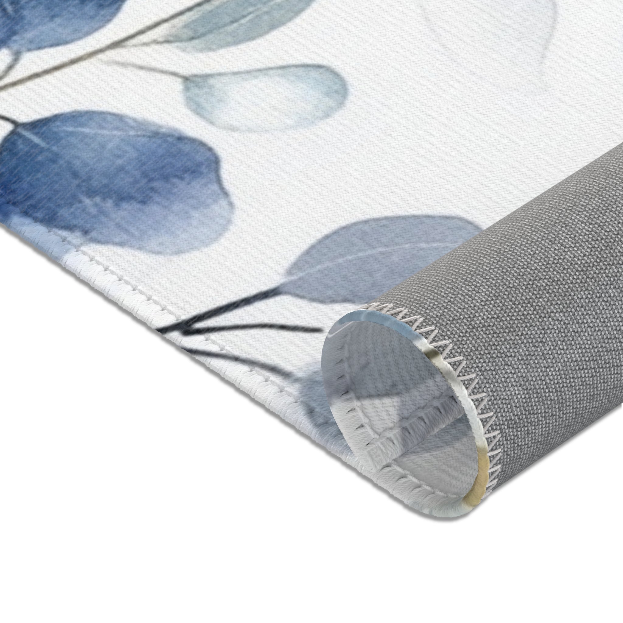 Floral Leaves Large Area Rug | Blue Modern Watercolor Rug