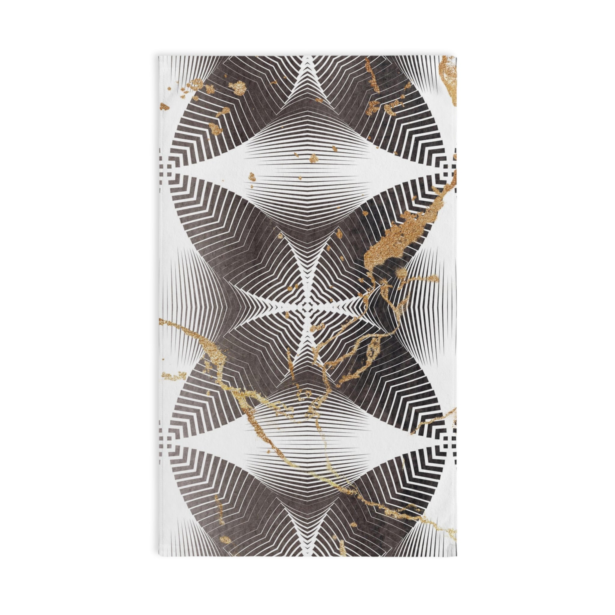 Abstract Kitchen, Bath Hand Towel | White Beige, Taupe Black White