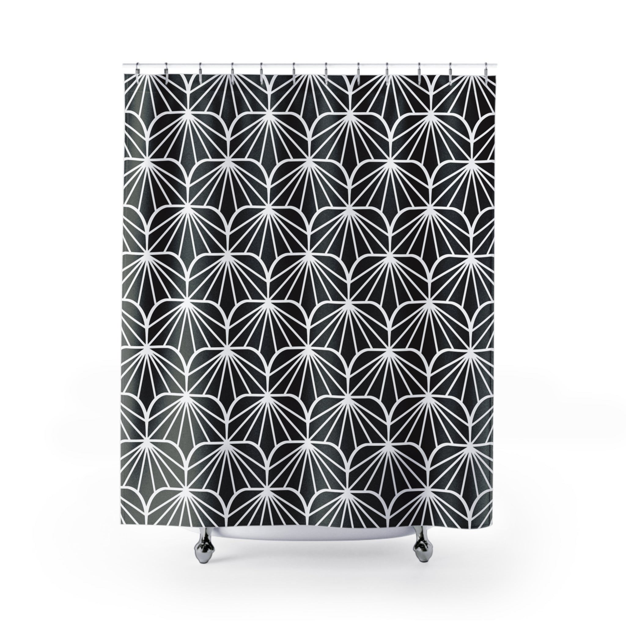 Black White Shower Curtain | Art Deco Nouveau Bath Curtain