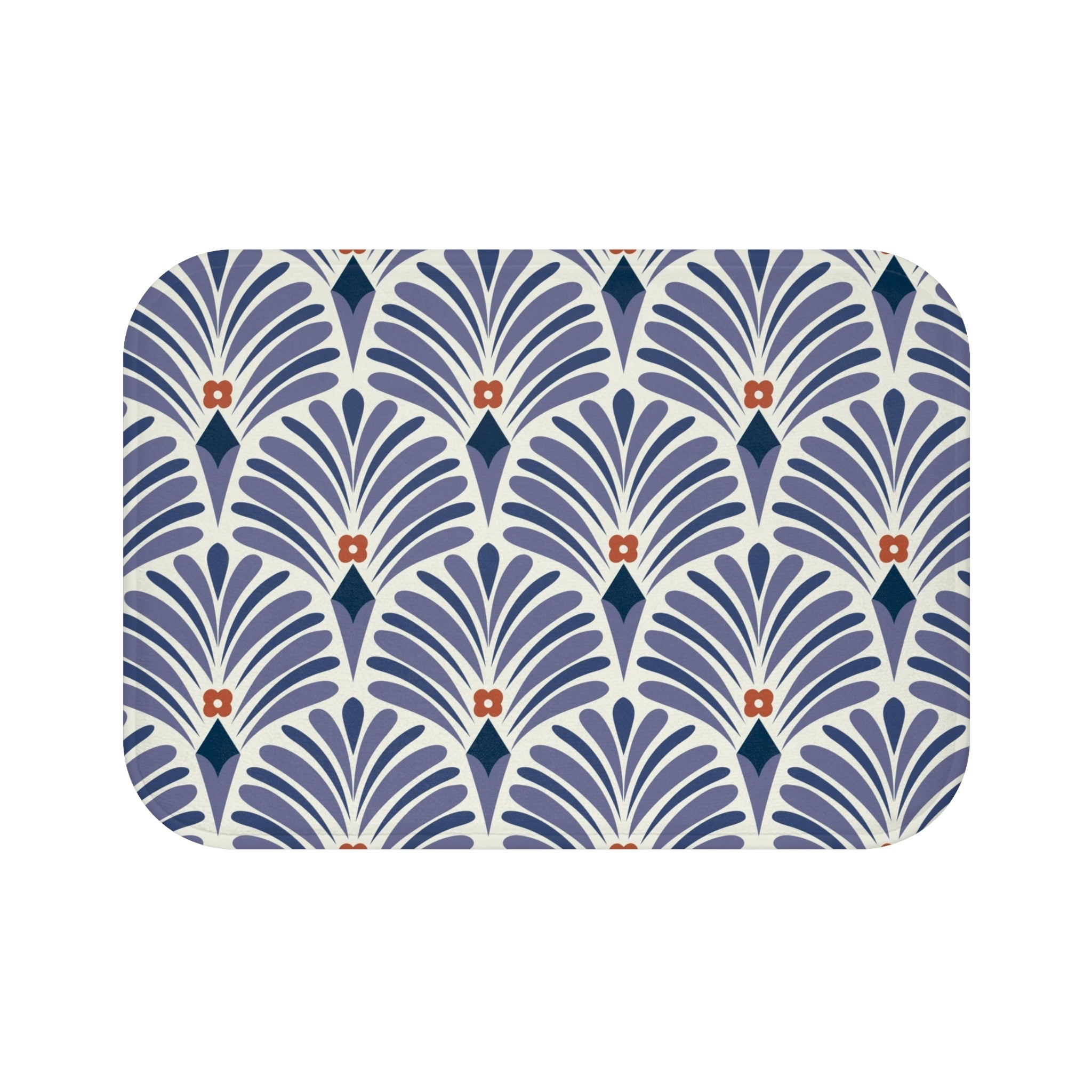 Boho Bath, Kitchen Mat |  Art Deco Lavender Purple Blue