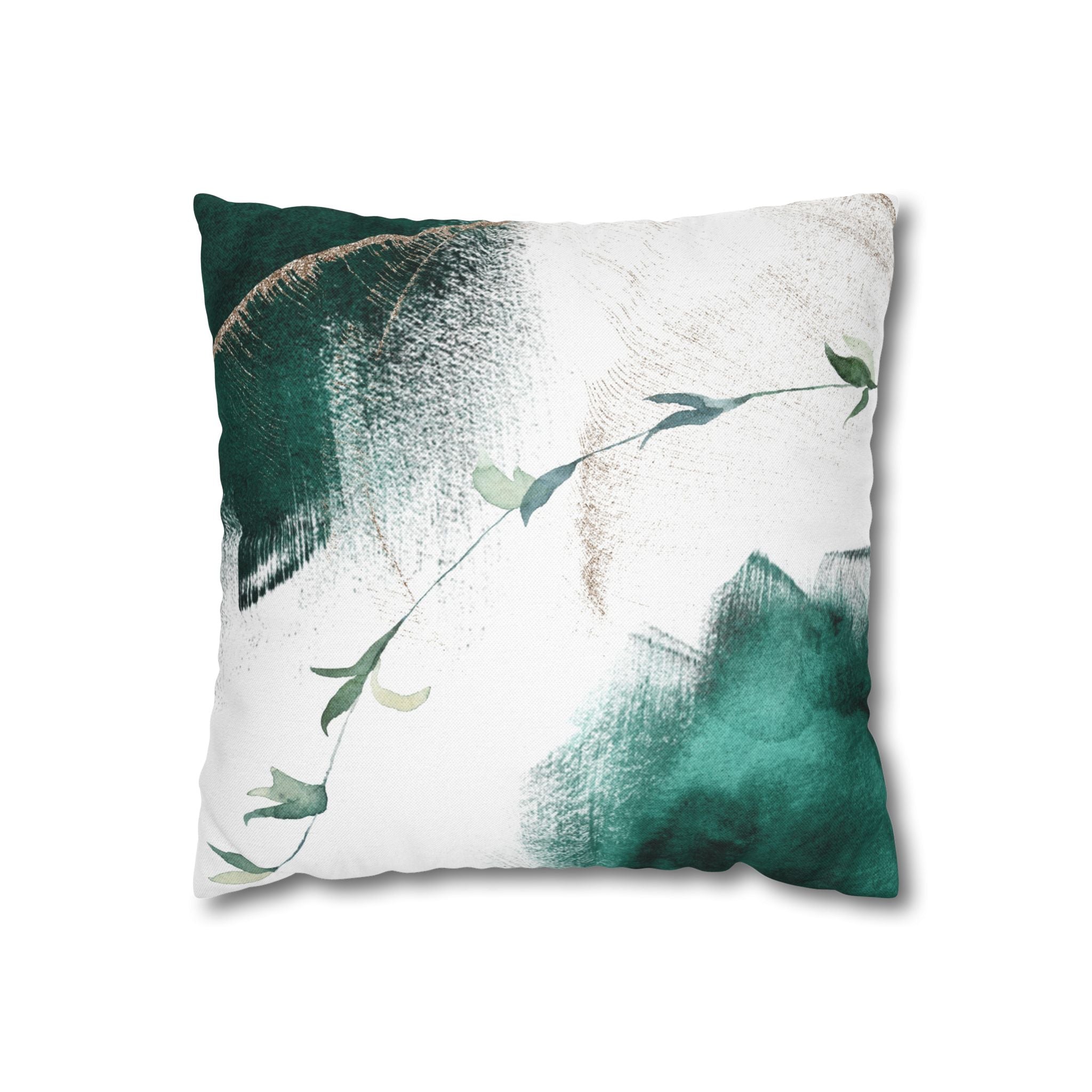 Abstract Throw Pillow Cover, Watercolor Green Modern Organic Decor Cushion