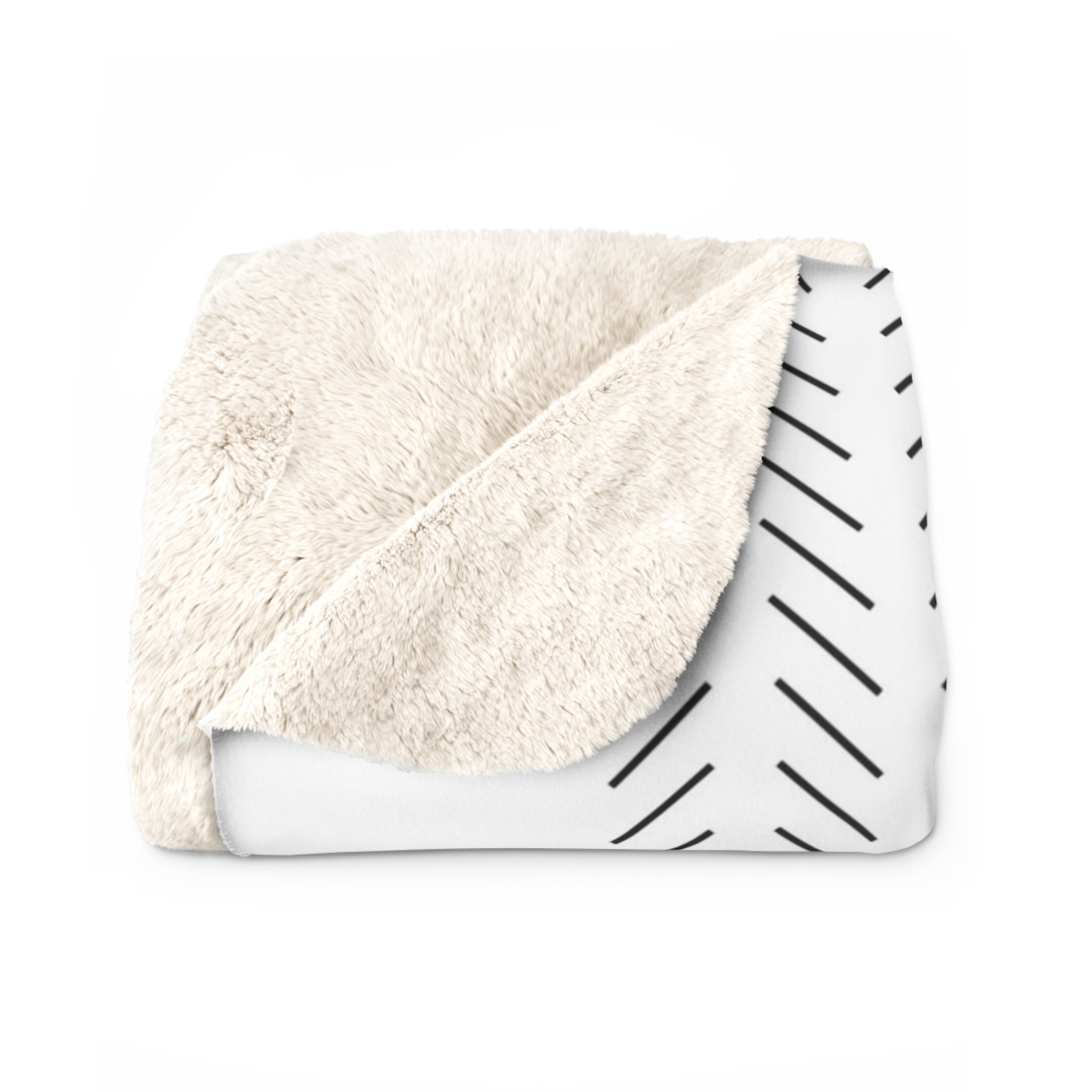 Comfy Blanket | Art Deco, Geometric White Beige Black