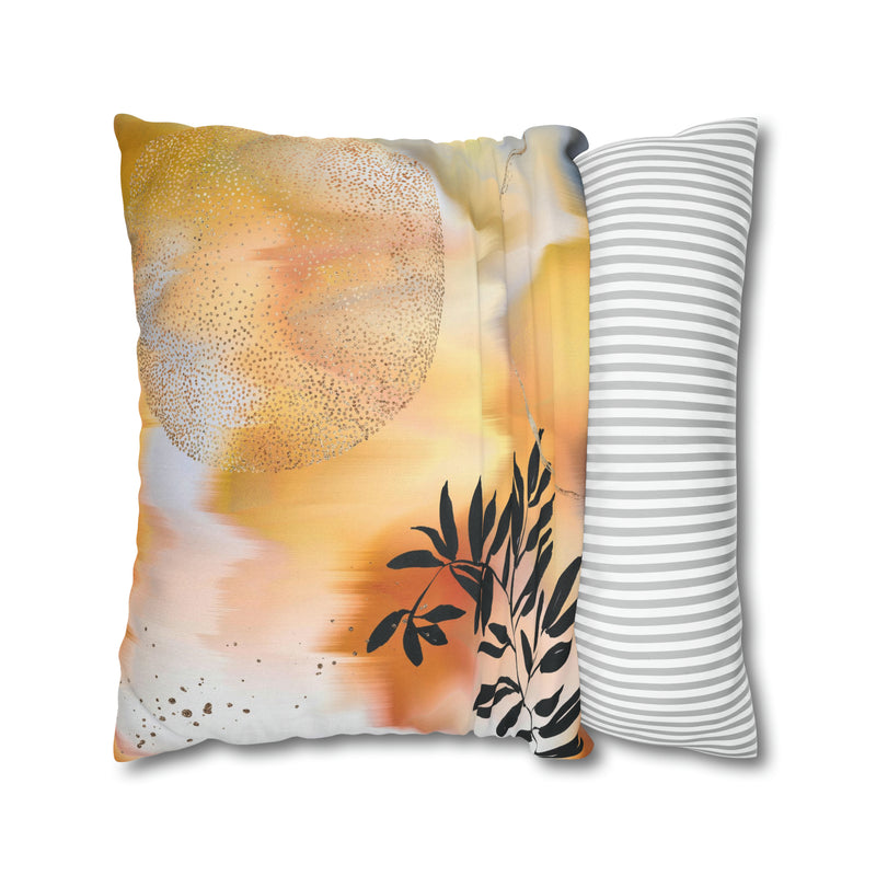 Abstract Pillow Cover | Yellow Orange Black Ombre Floral