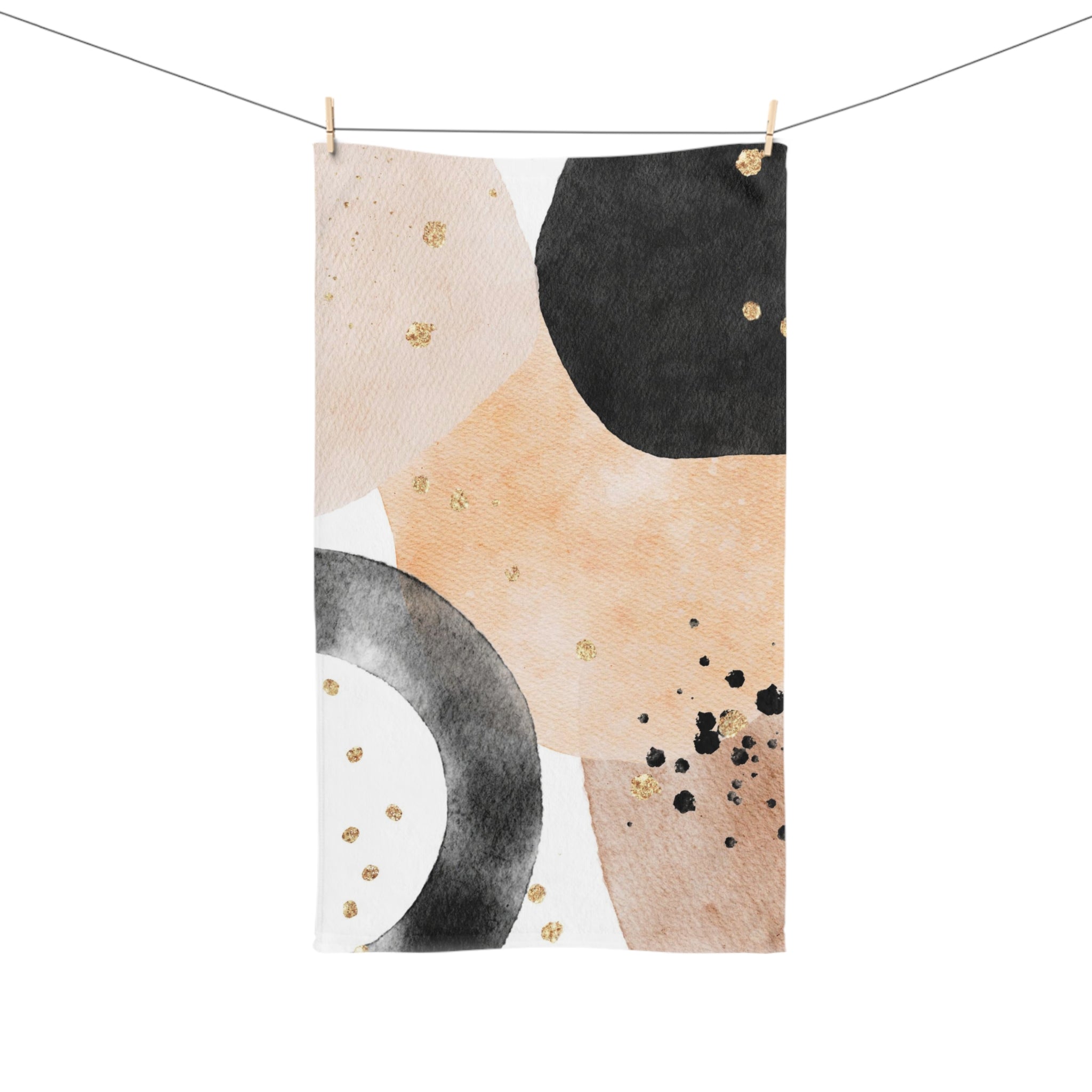 Abstract Kitchen, Bath Hand Towel | Beige Brown White Black