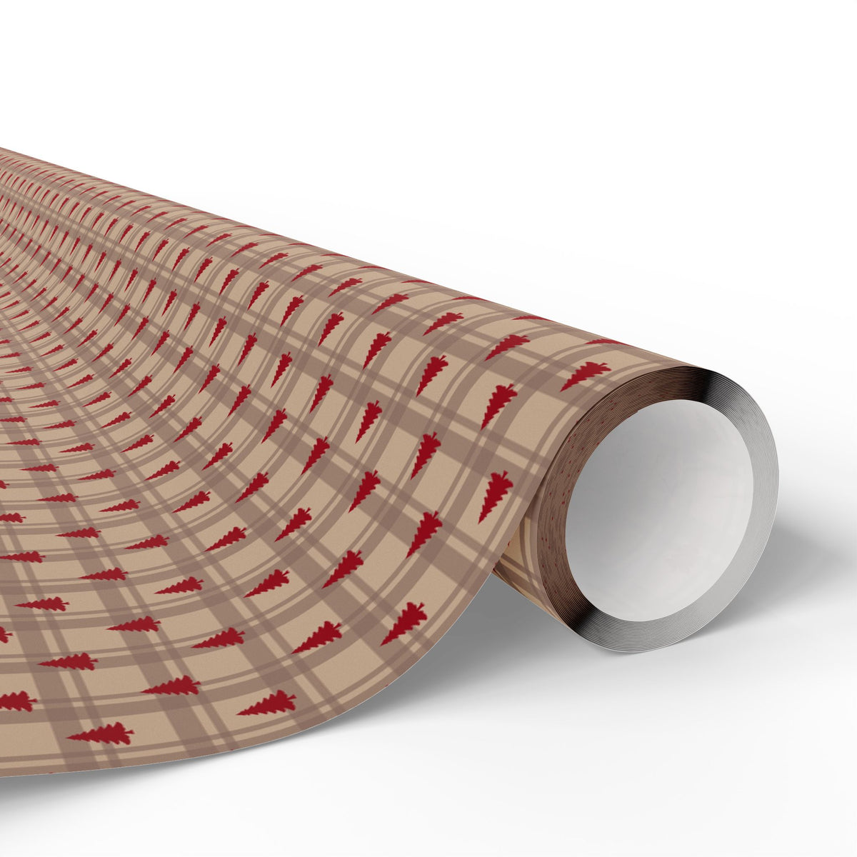 Red Tree Plaid Christmas Wrapping Paper, Holiday Gift Wrap