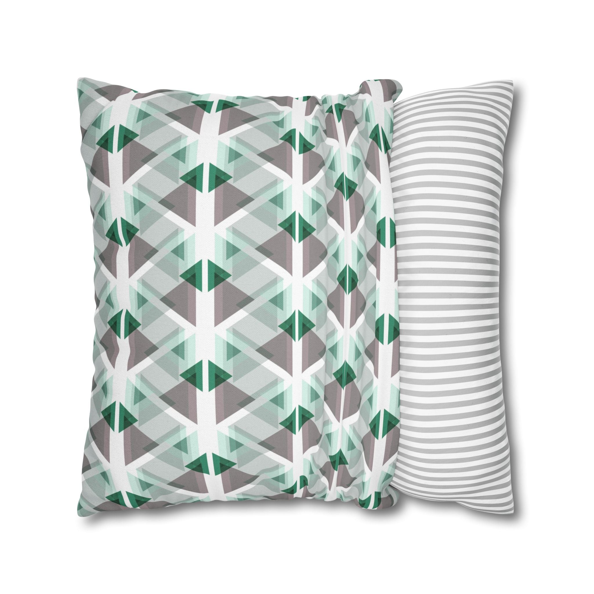 Abstract Pillow Cover | Geometric Green Grey White Pillowcase