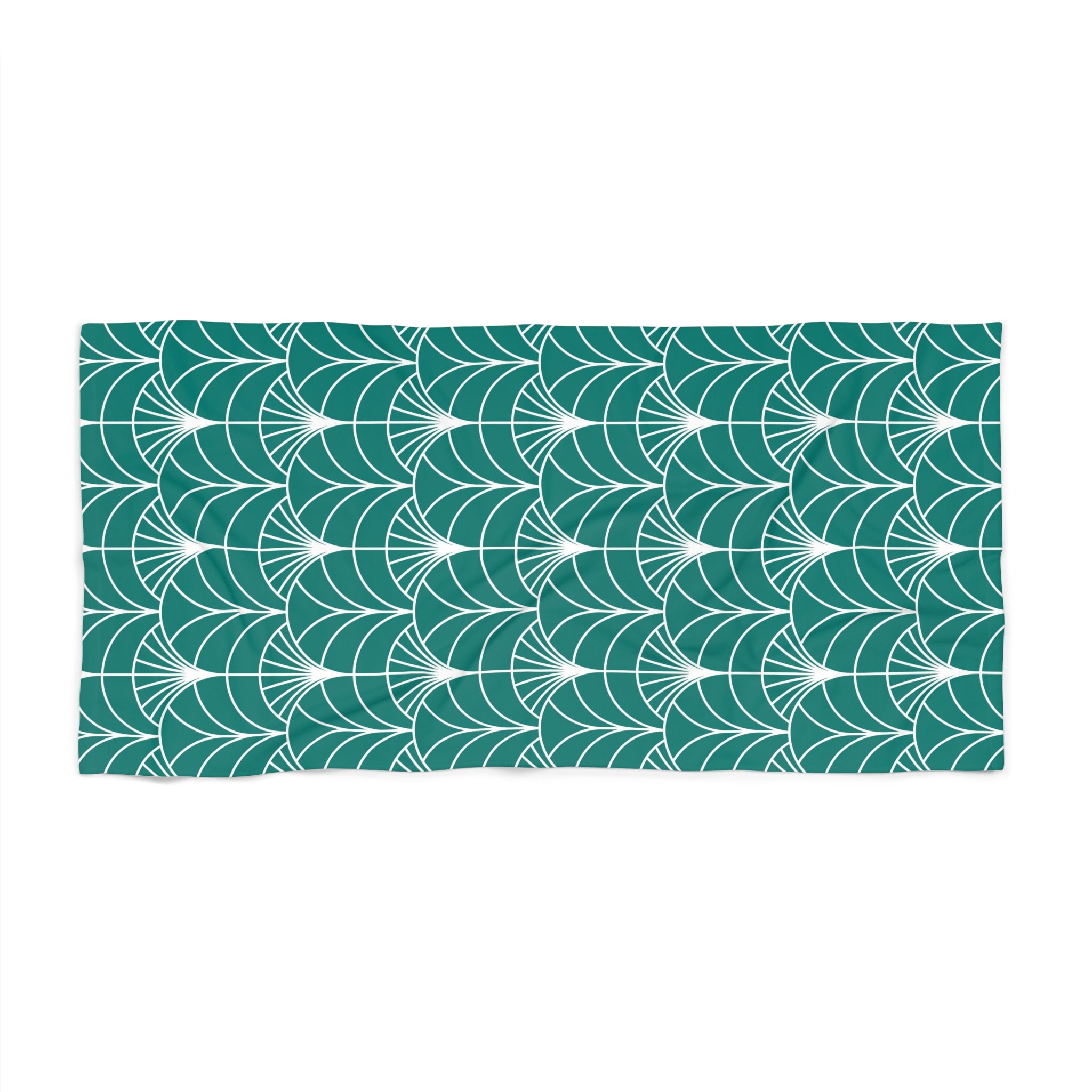 Bath, Beach Towel | Art Deco Sea Green White