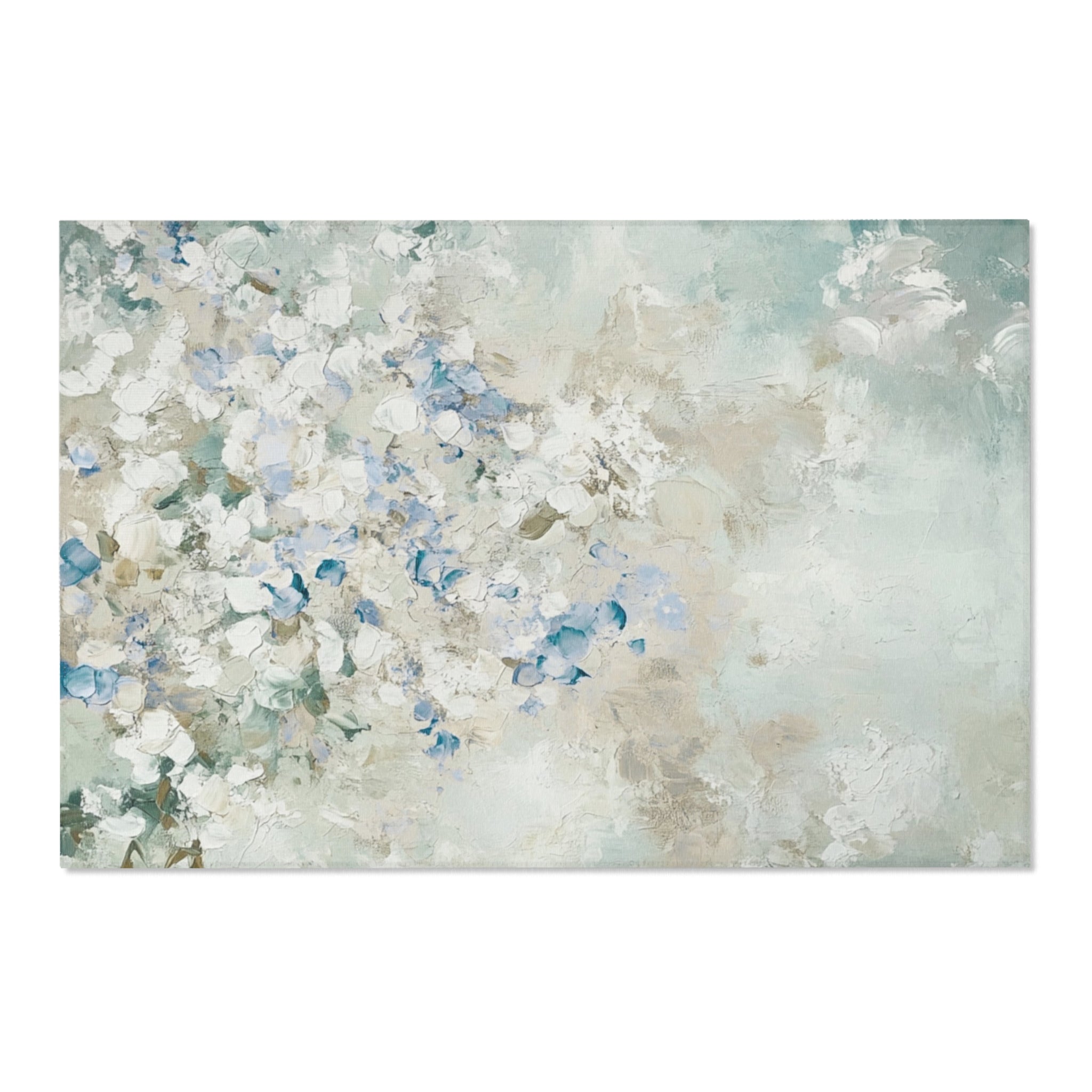 Abstract Large Area Rug | Mint Blue White Green Watercolor Rug