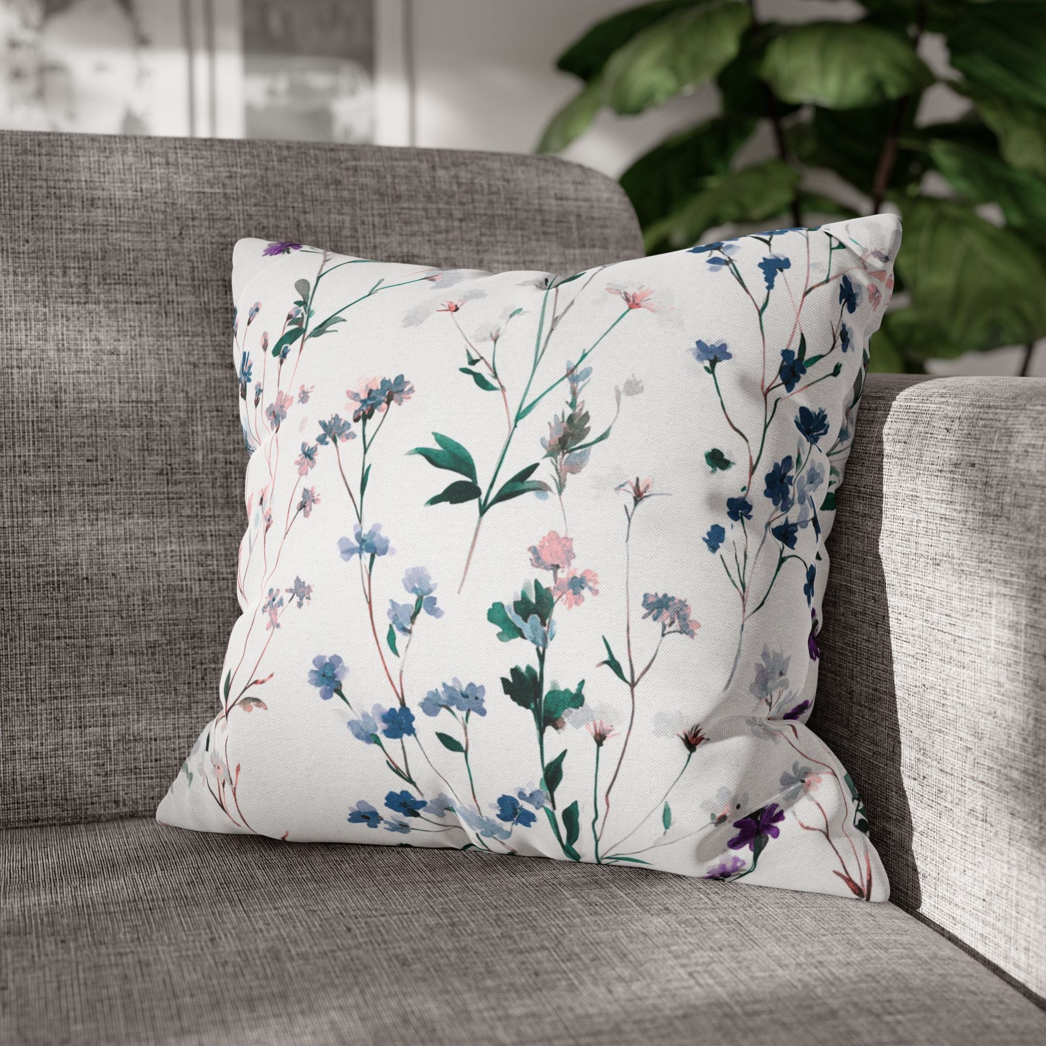 Floral Pillow Cover | Green Blush Watercolor Pillowcase