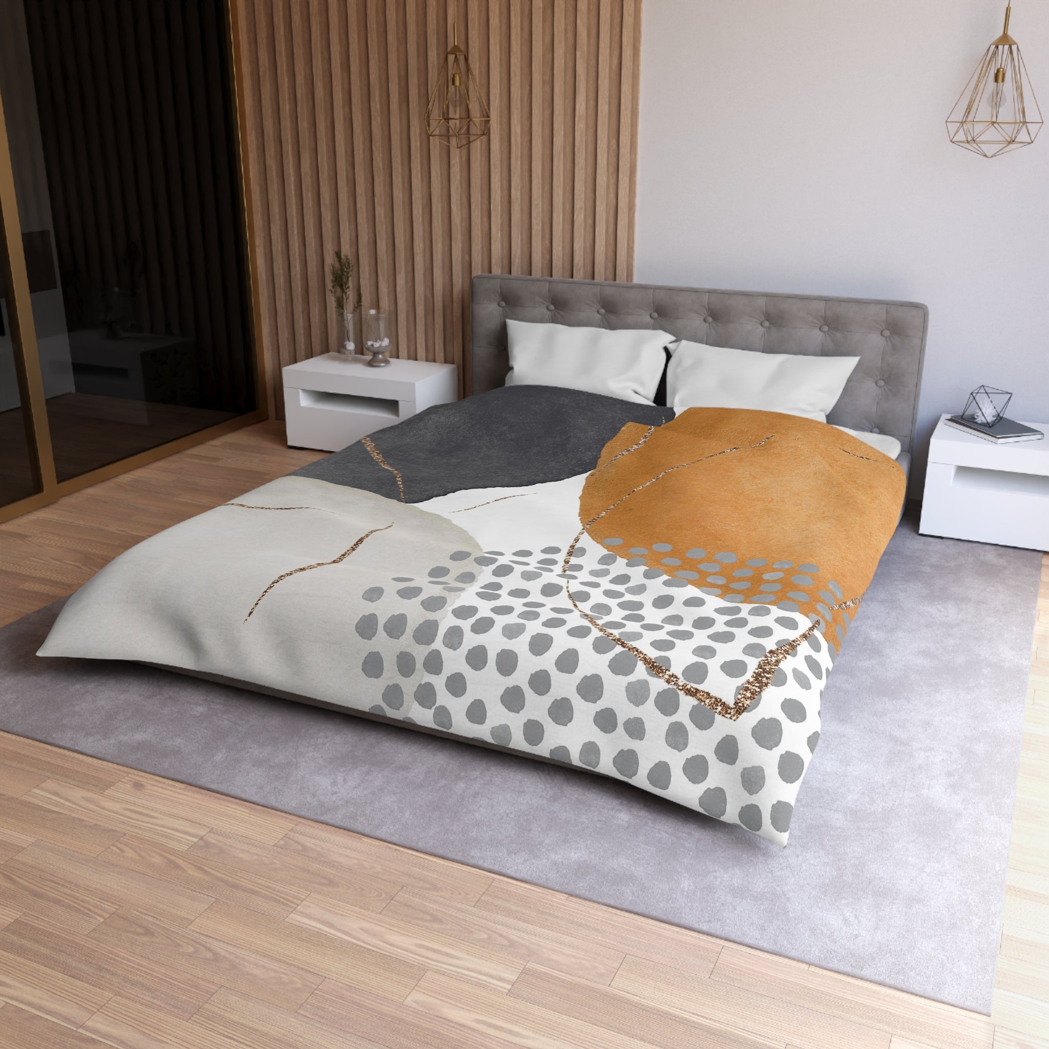 Abstract Duvet, Pillow Cover Set | Earthy Grey Bedroom Set