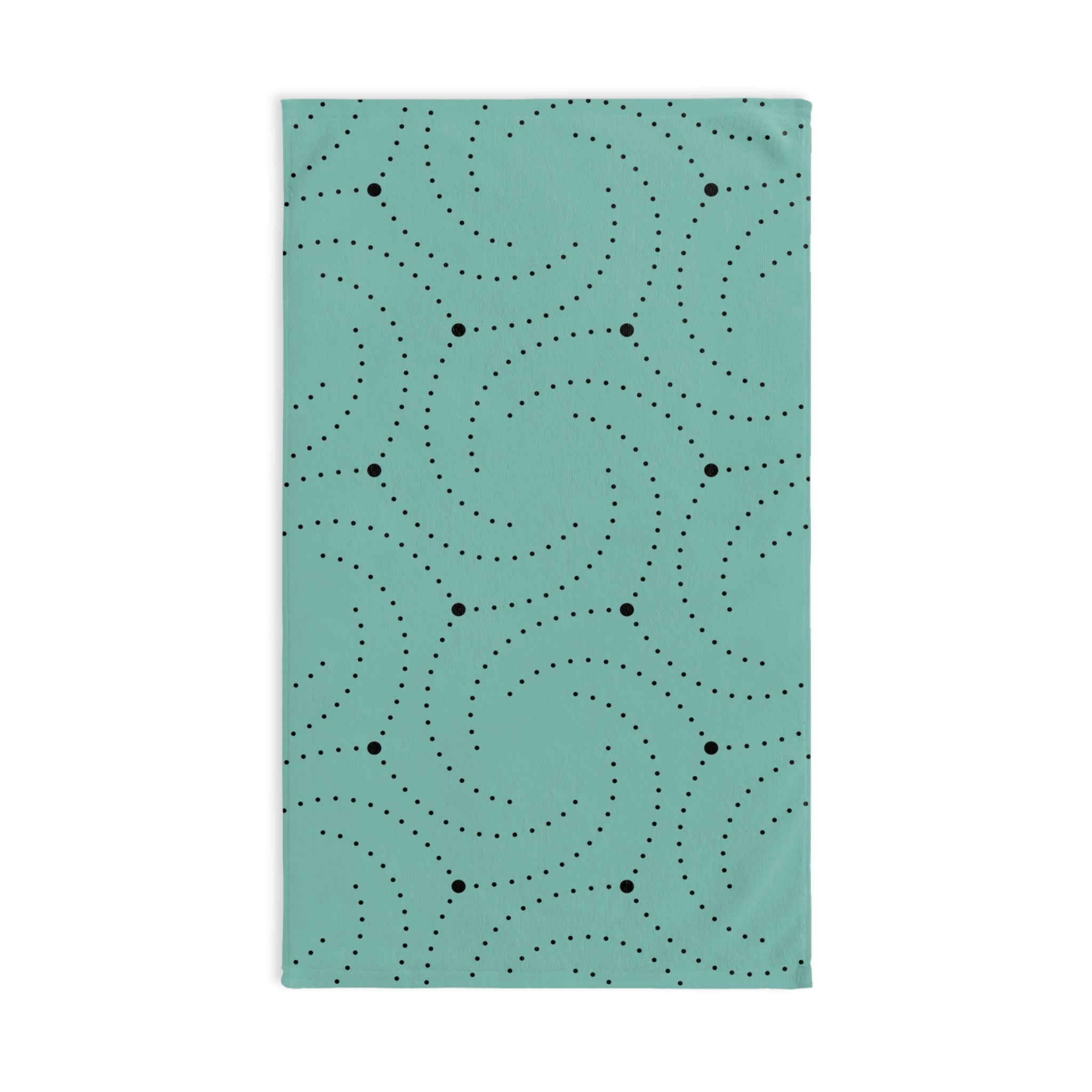 Art Deco, Bath Hand Towel | Black Sage Teal Green, Minimalist Geometric