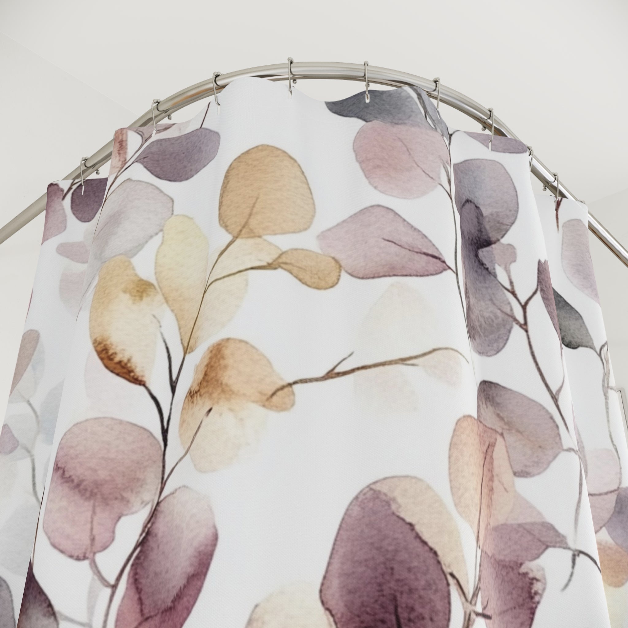 Boho Shower Curtain | Floral Leaves Abstract Fabric Curtain