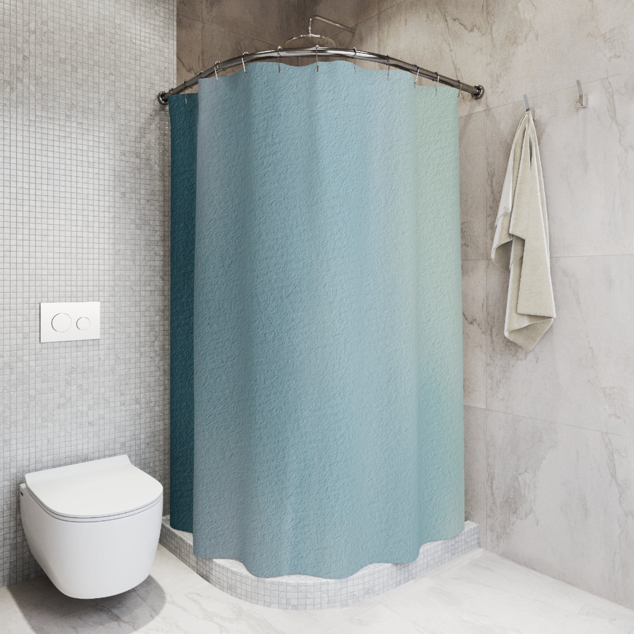 Boho Shower Curtain | Abstract Navy, Sky Blue Ombre