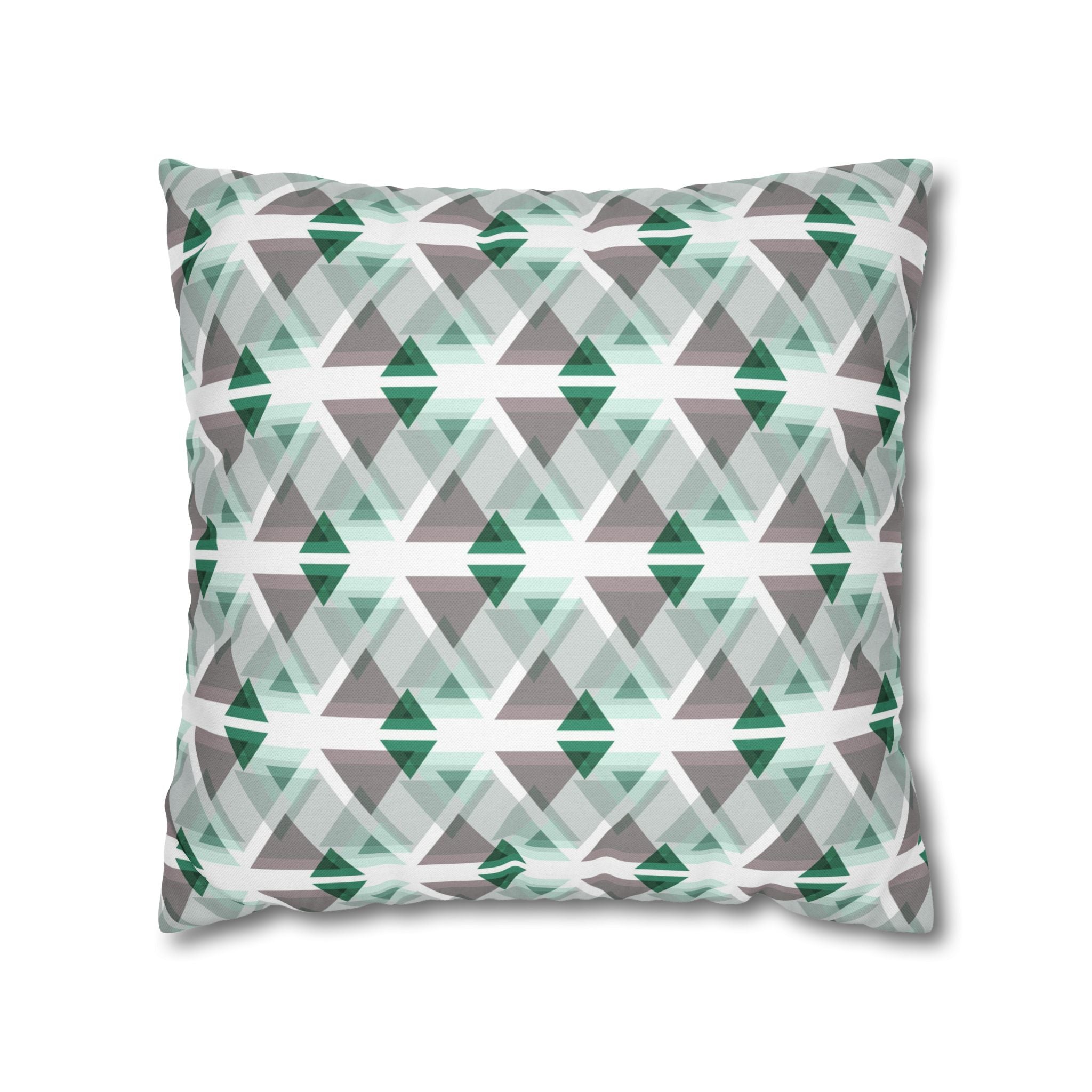 Abstract Pillow Cover | Geometric Green Grey White Pillowcase