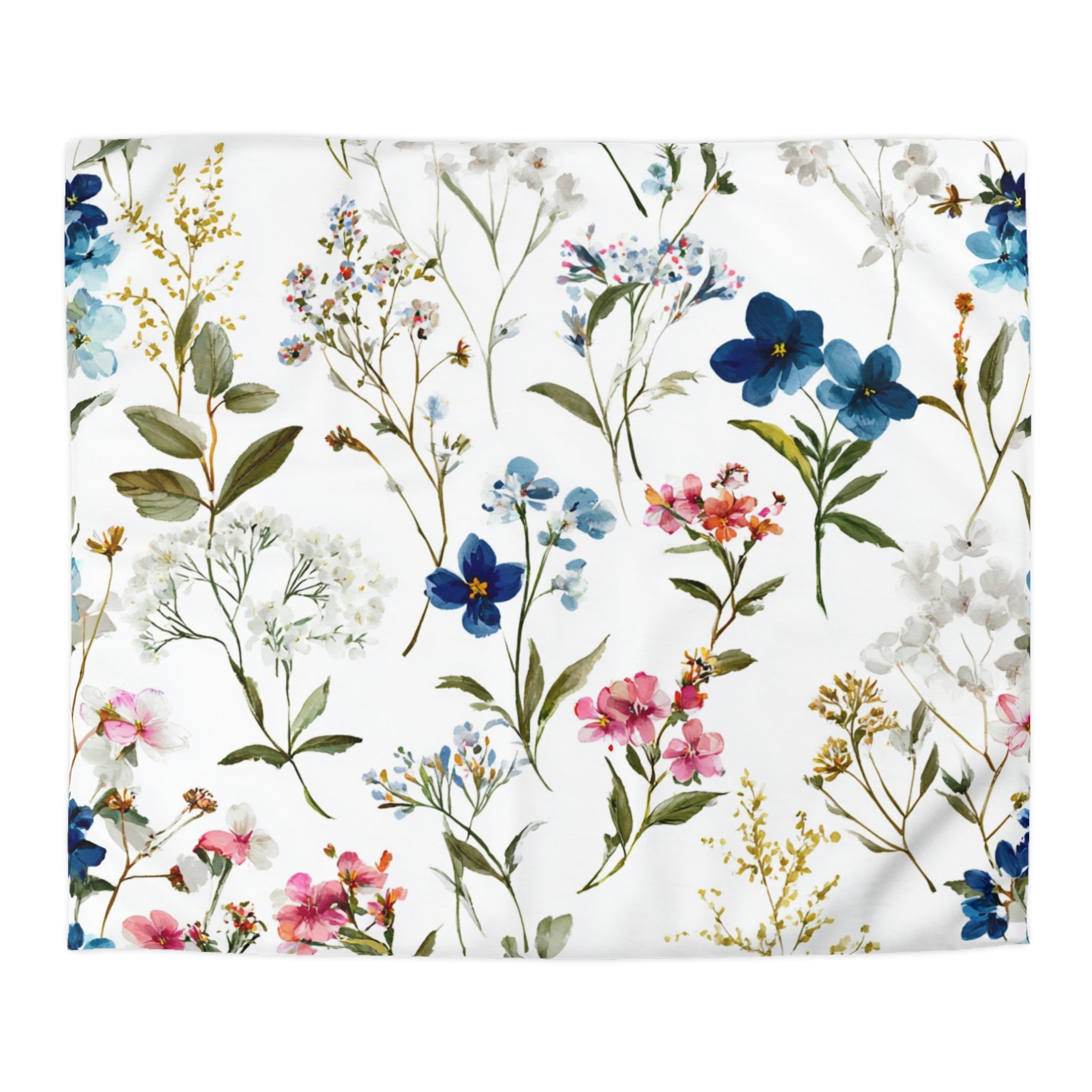 Floral Modern Duvet, Pillow Cover | White Green Bedroom Decor