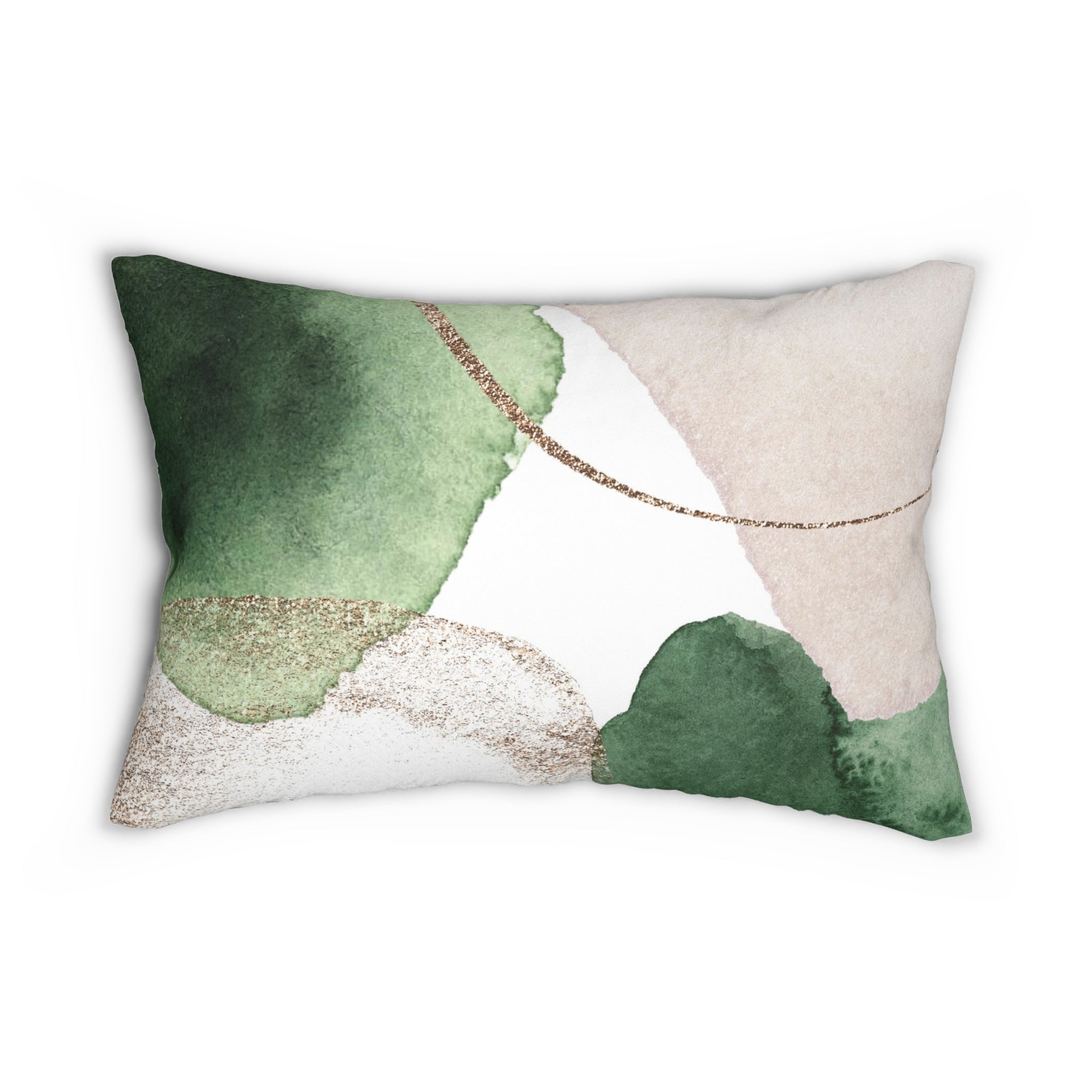 Abstract Lumbar Pillow | Sage Green White Blush