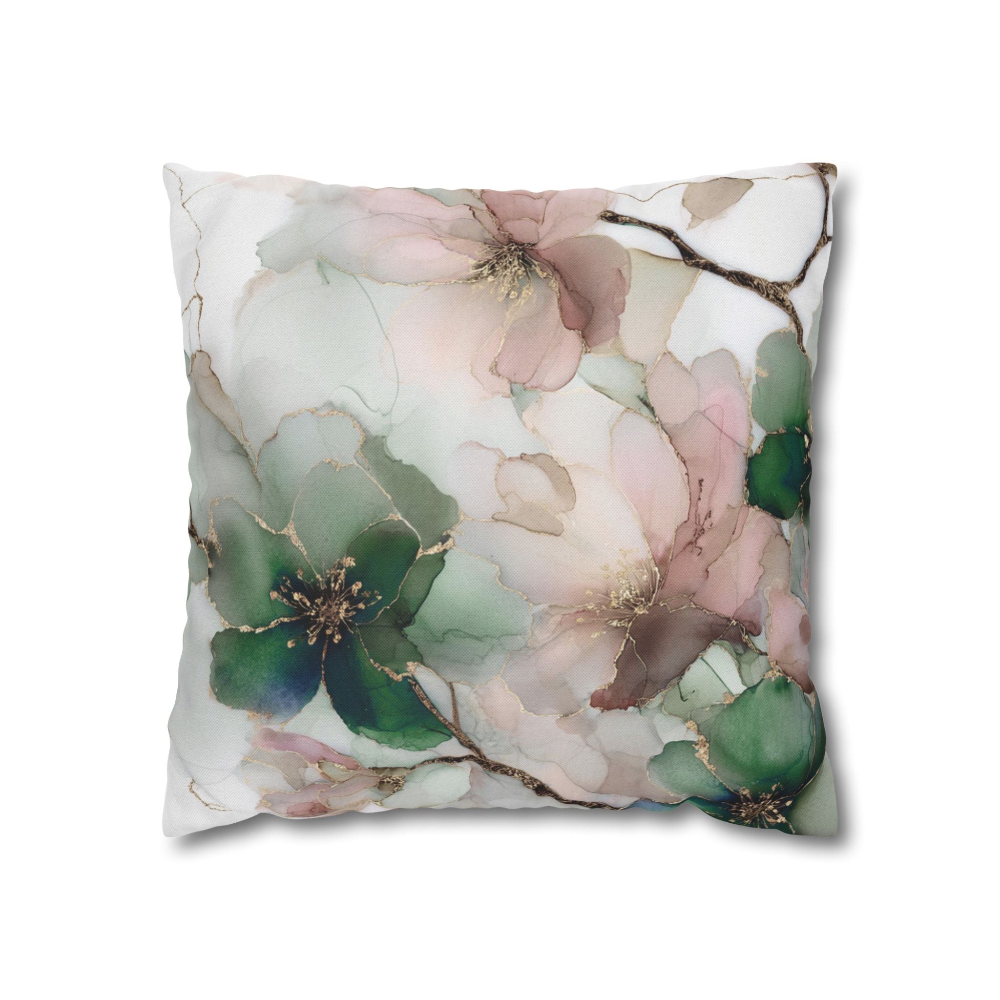 Floral Pillow Cover | Sage Green, Blush Watercolor Pillowcase
