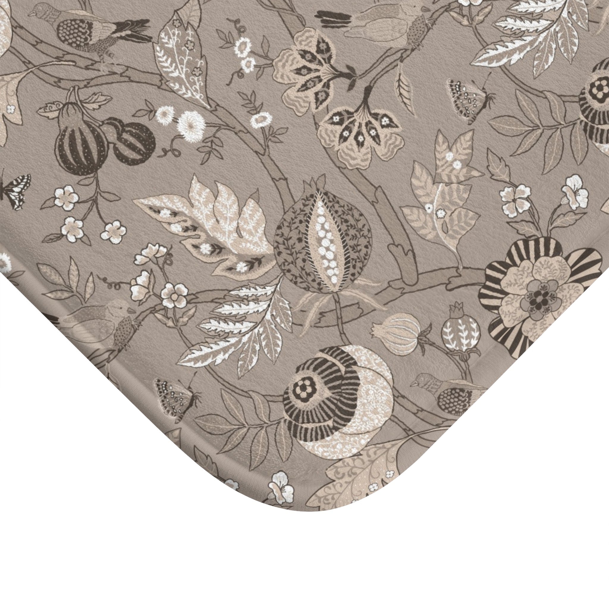 Floral Bath Mat | Beige Chinoiserie Kitchen Mat