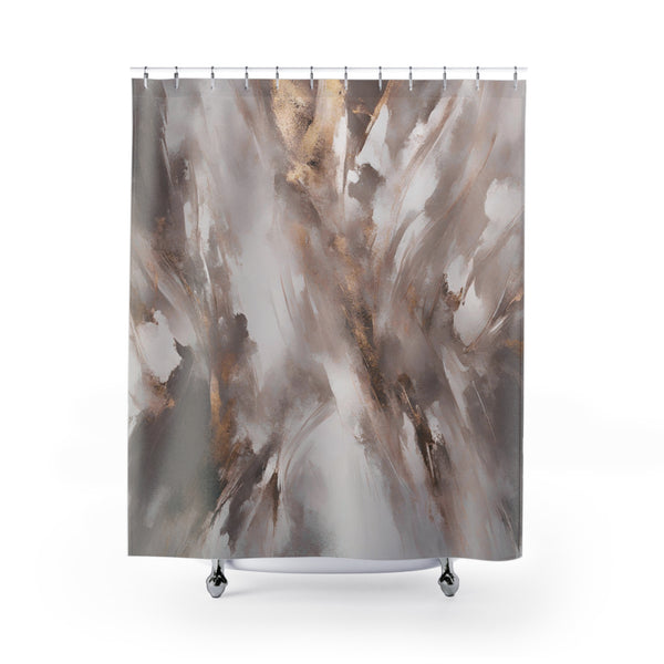 Abstract Shower Curtain | Brown Beige, Muted Gold Ombre