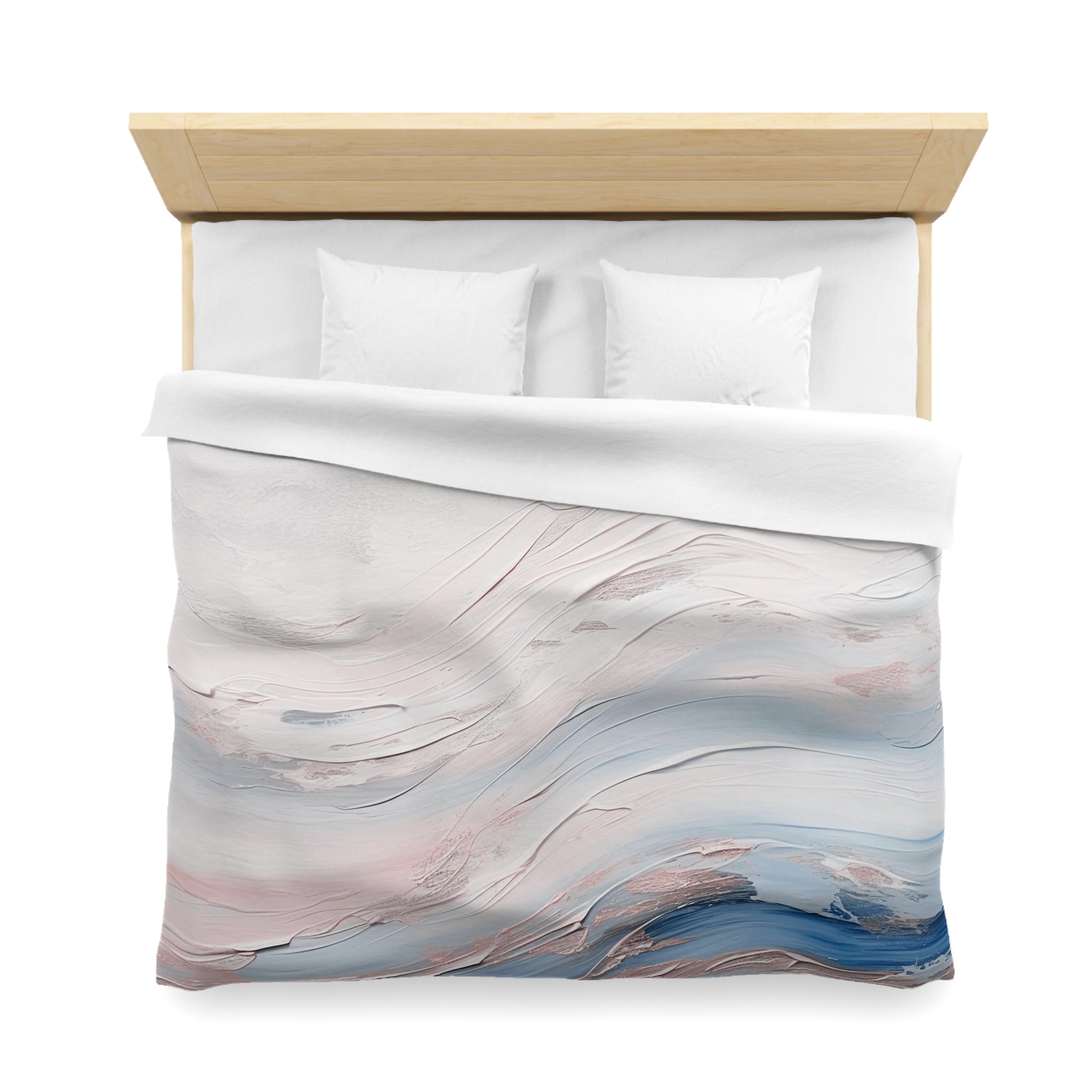 Abstract Duvet Cover | White Blue Waves Bedding Blanket Cover