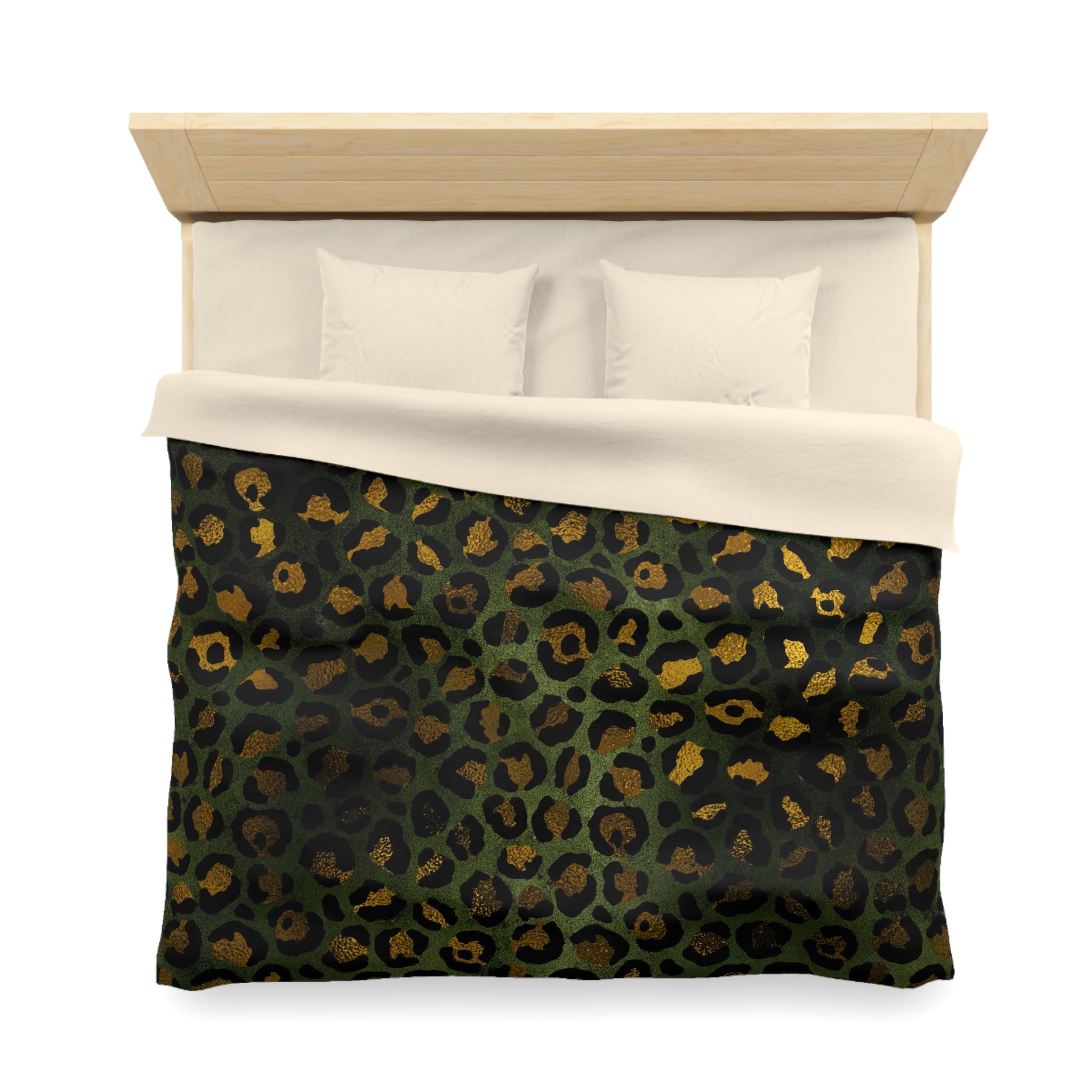 Green Leopard Duvet, Pillow Cover | Animal Skin Bedroom Decor