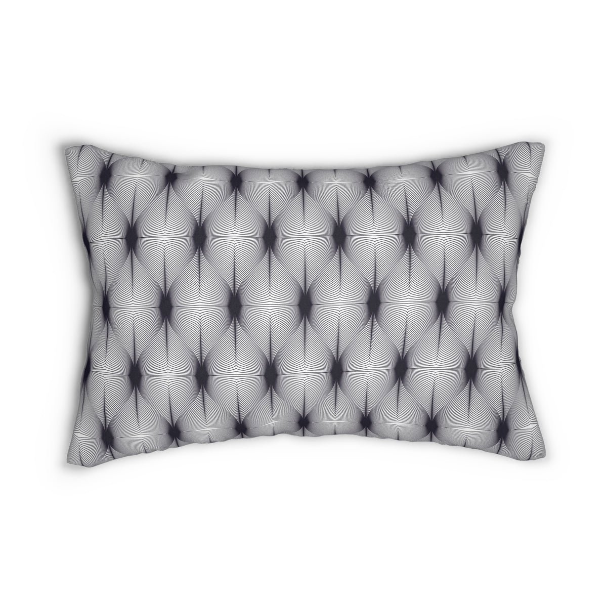 Navy White Deco Linework Lumbar Pillow 14x20, Op Art Accent Pillow