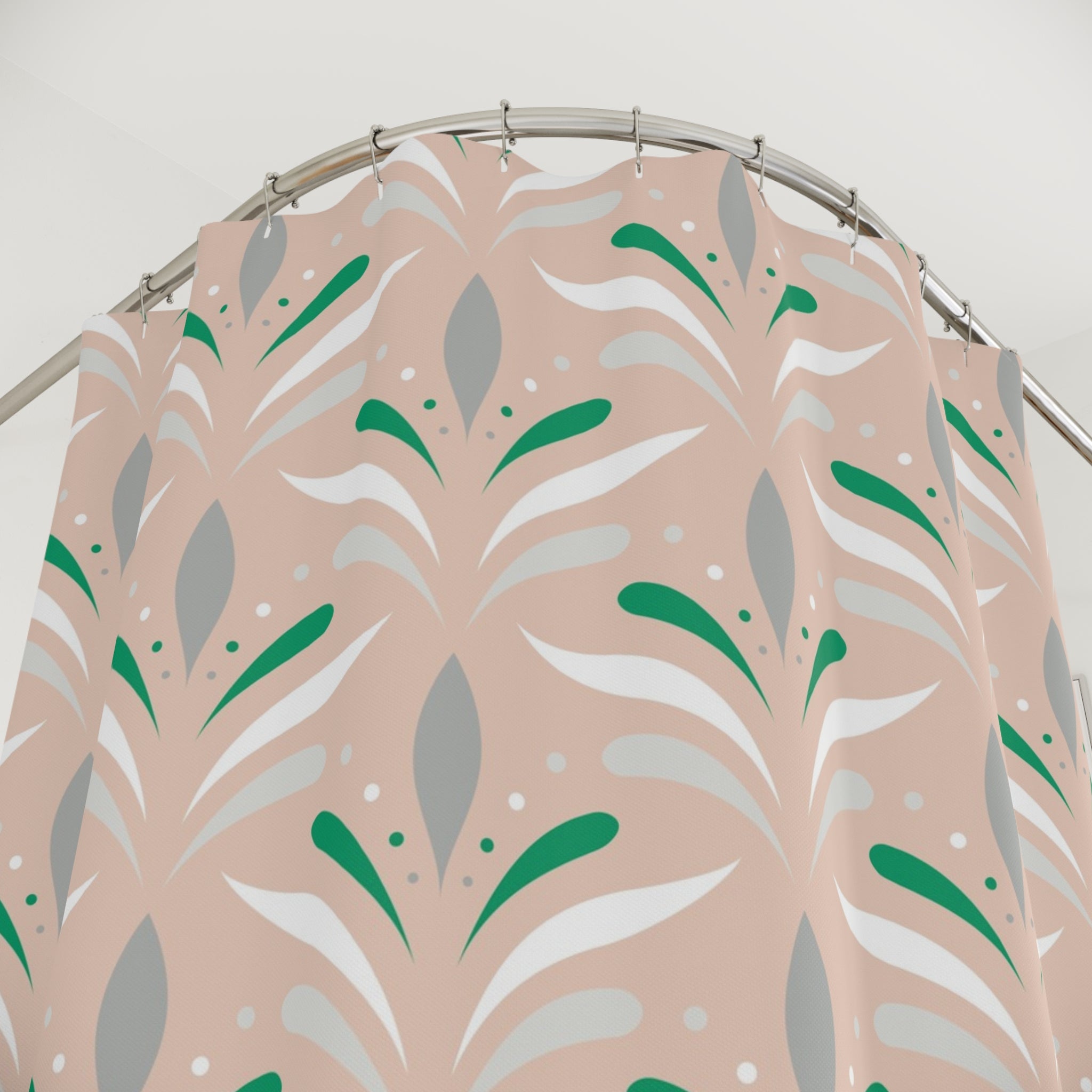 Art Deco Shower Curtain | Blush Peach, Green Grey White