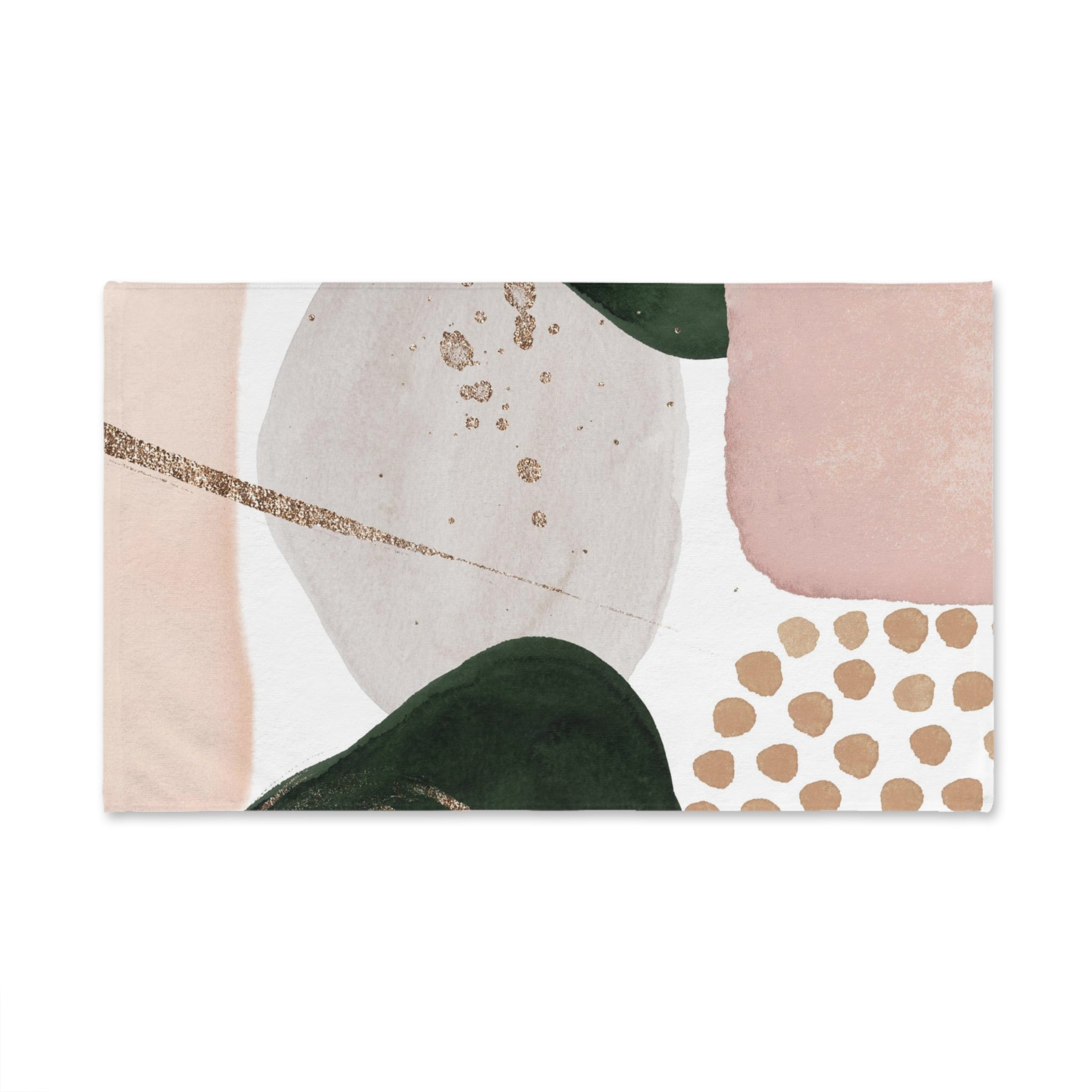 Abstract Kitchen, Bath Hand Towel | Green Ivory, Blush Pink Beige